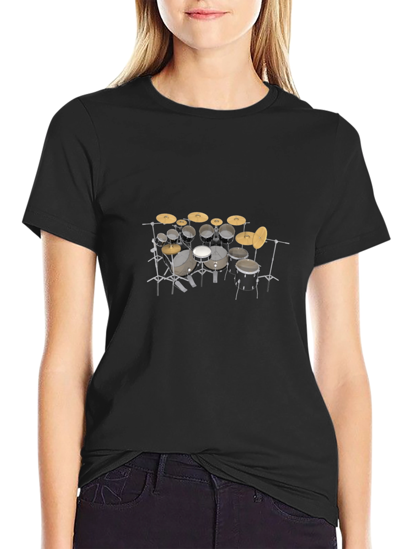 Drum Kit Graphic Tee - Musicians Black T-Shirt