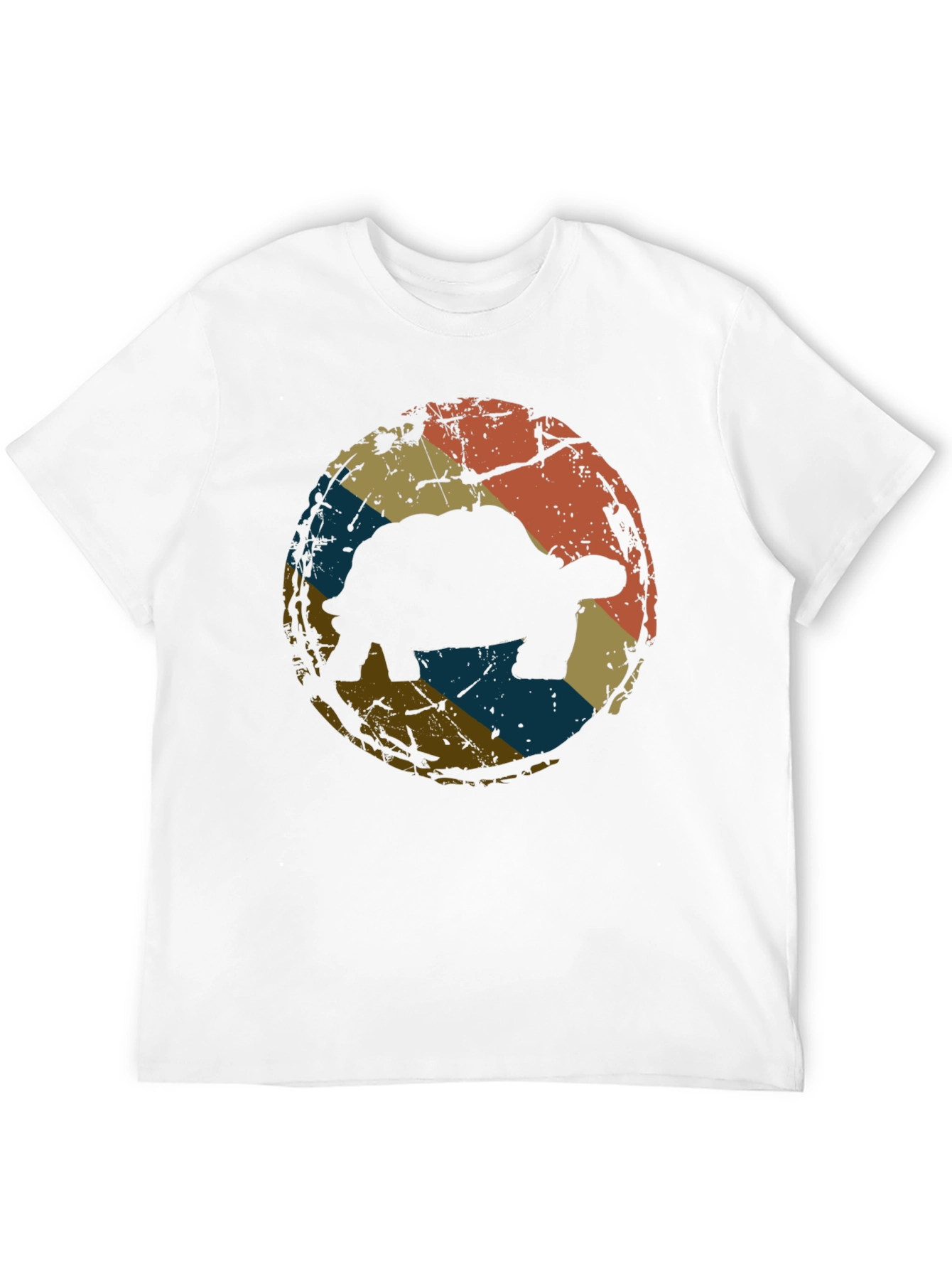 Retro Tortoise Graphic Tee - Black Cotton T-Shirt