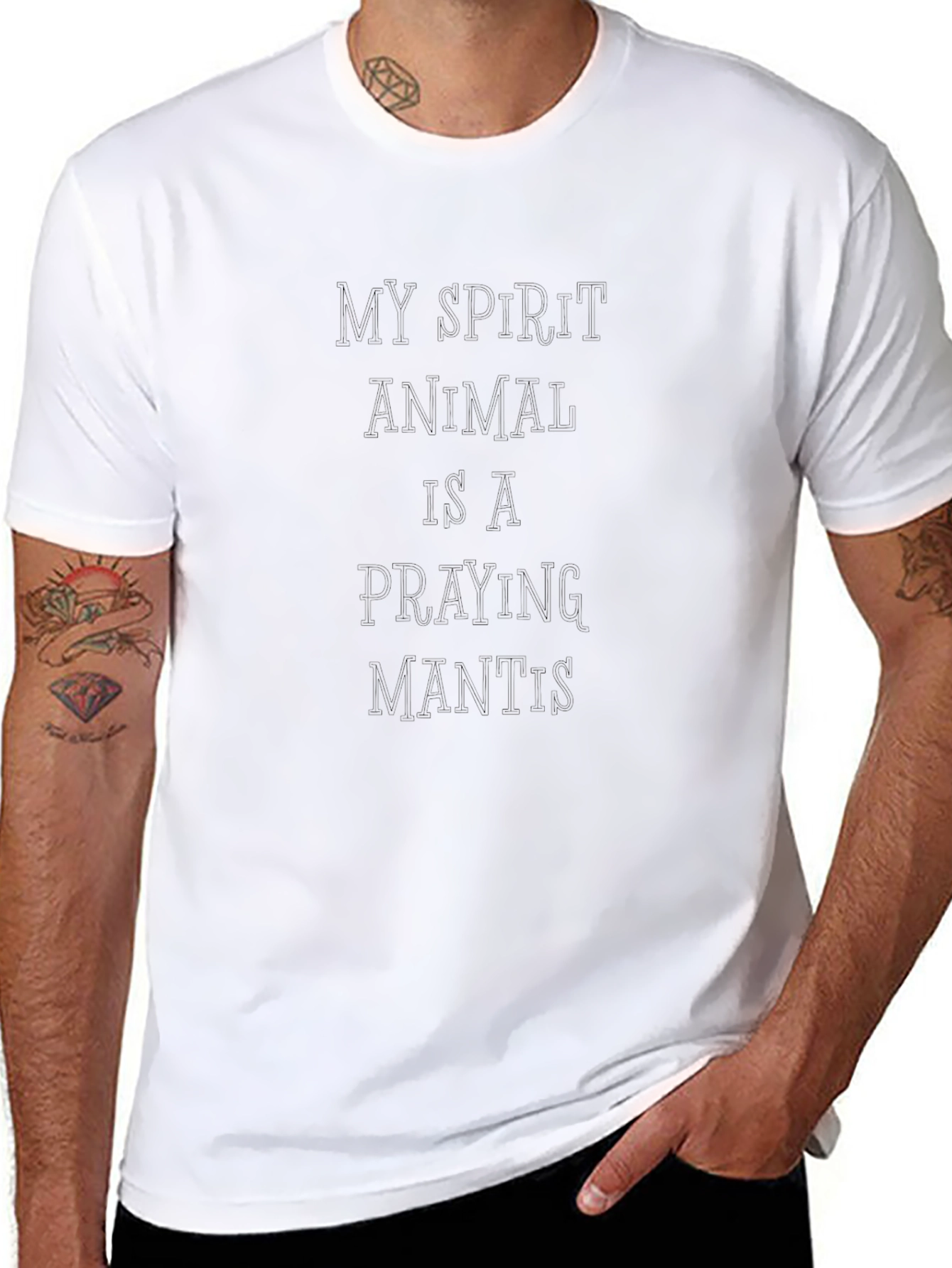 Praying Mantis Spirit Animal Black Graphic T-Shirt