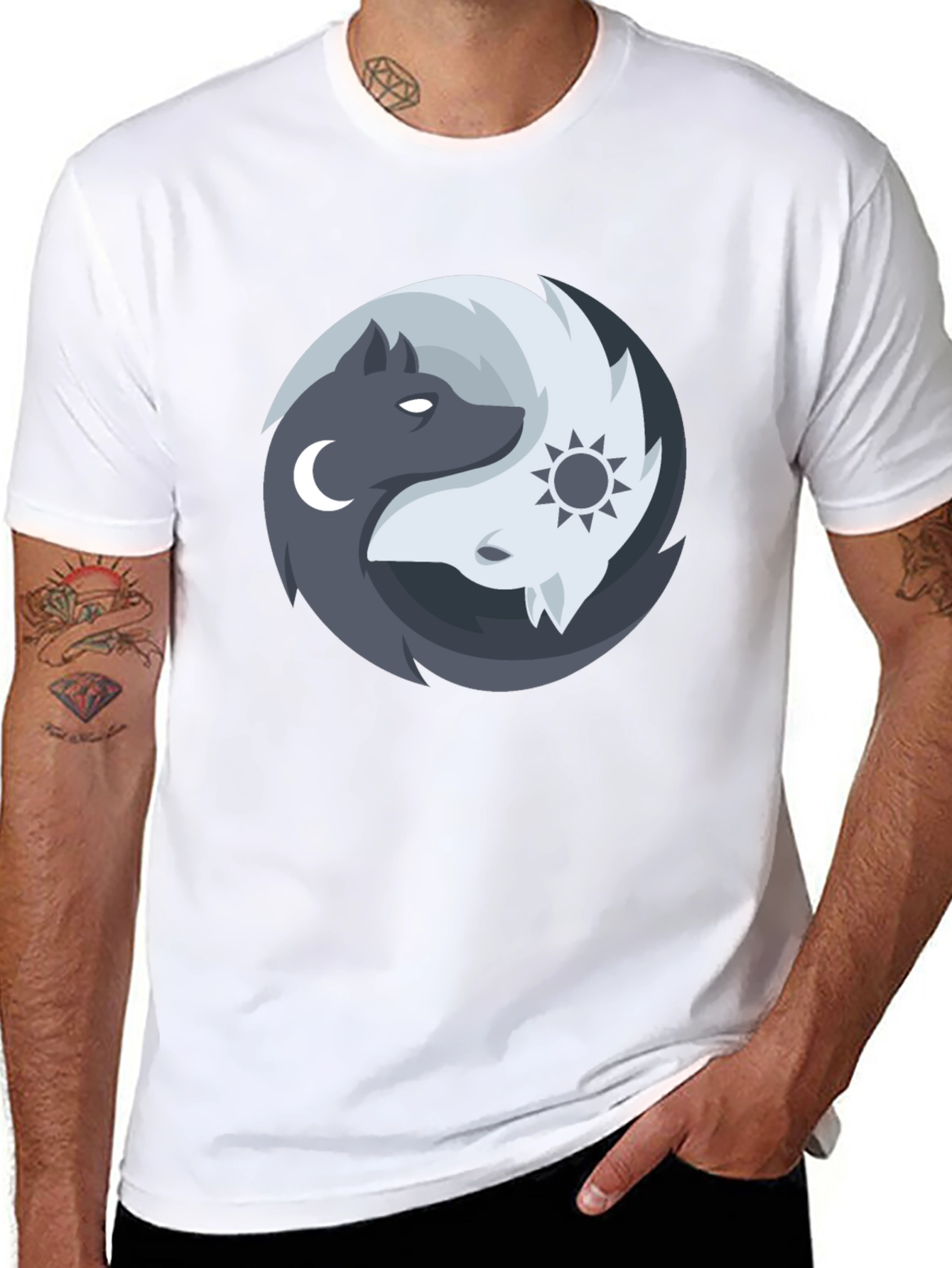 Yin Yang Wolves Graphic Tee - Balance & Harmony