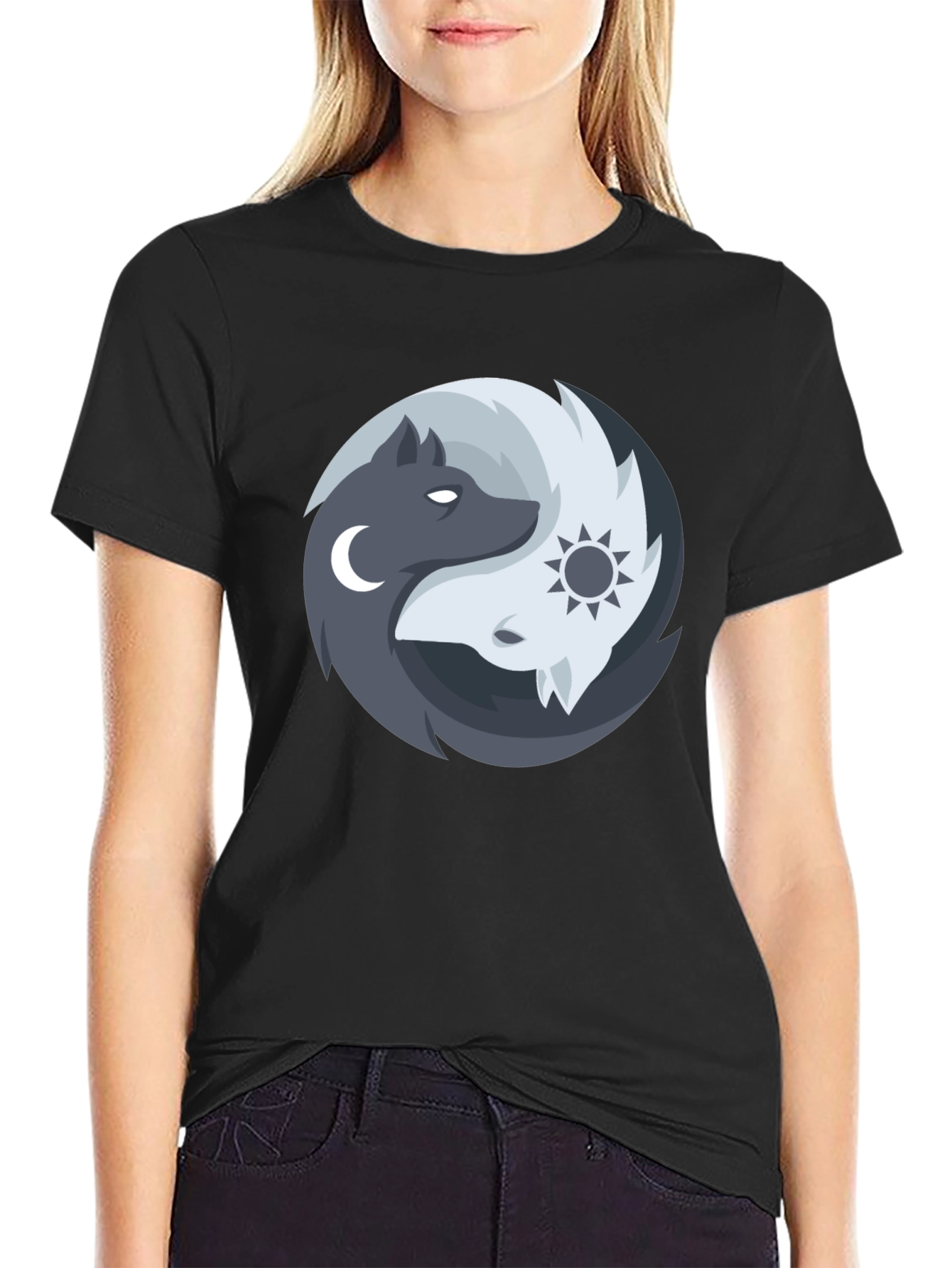 Yin Yang Wolves Graphic Tee - Balance & Harmony
