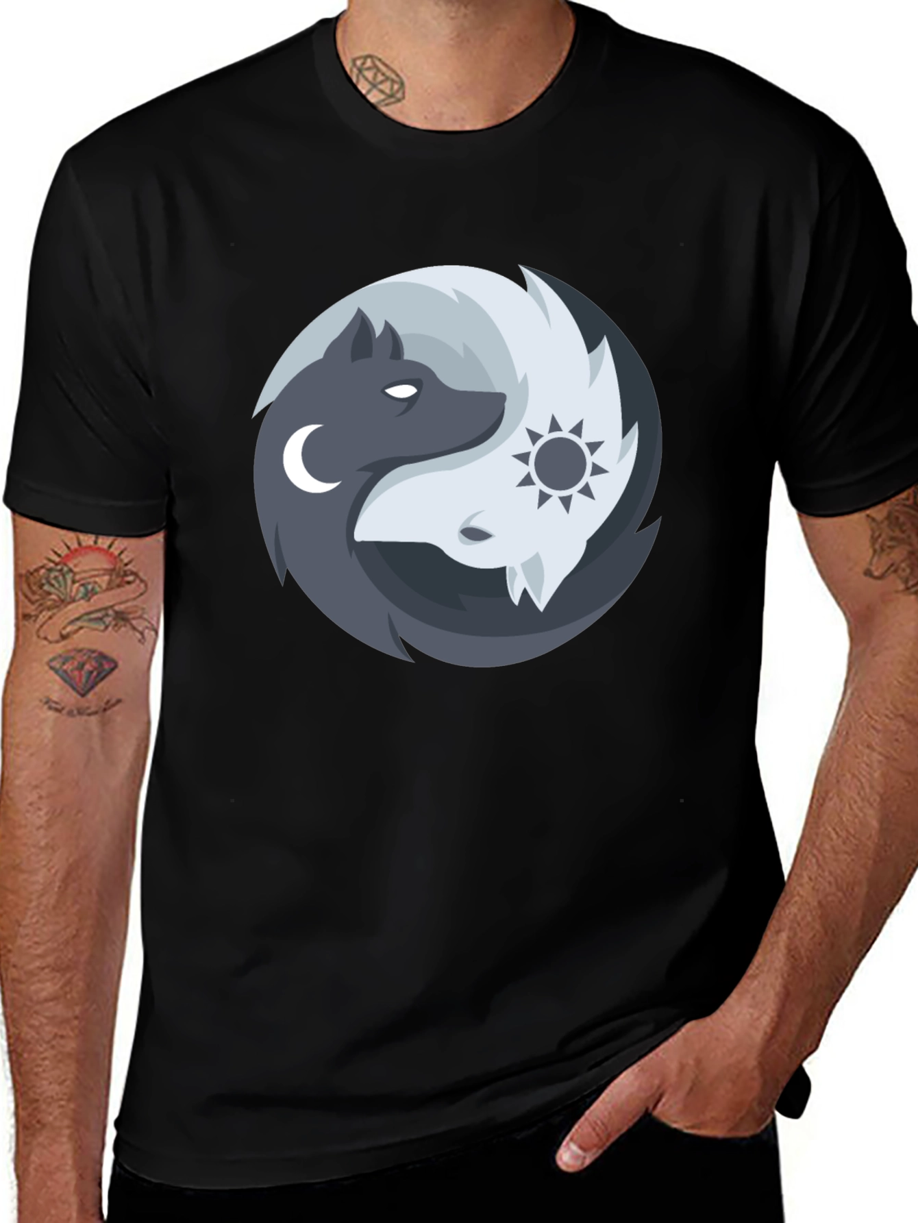Yin Yang Wolves Graphic Tee - Balance & Harmony