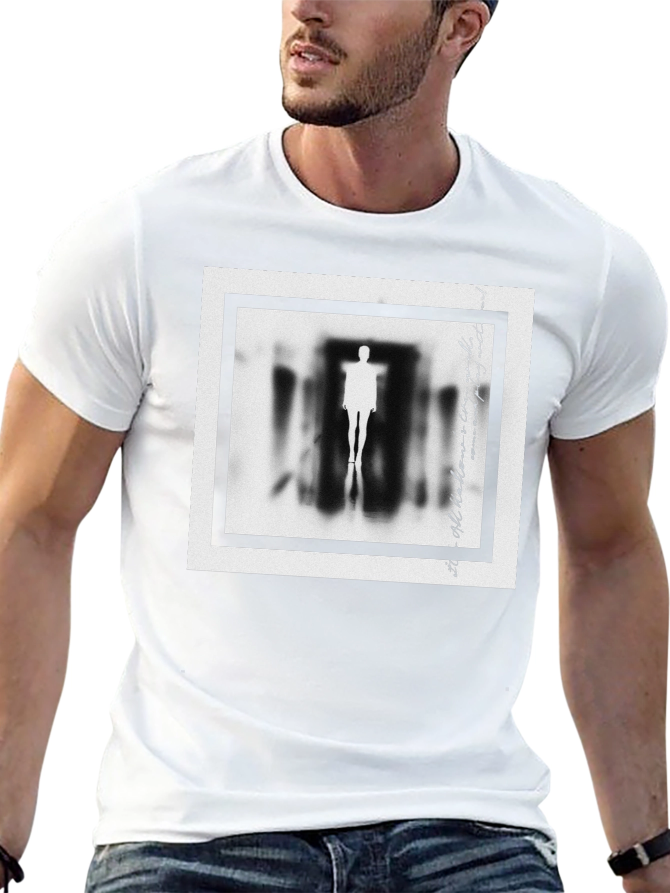Mysterious Figure Graphic Print Black T-Shirt