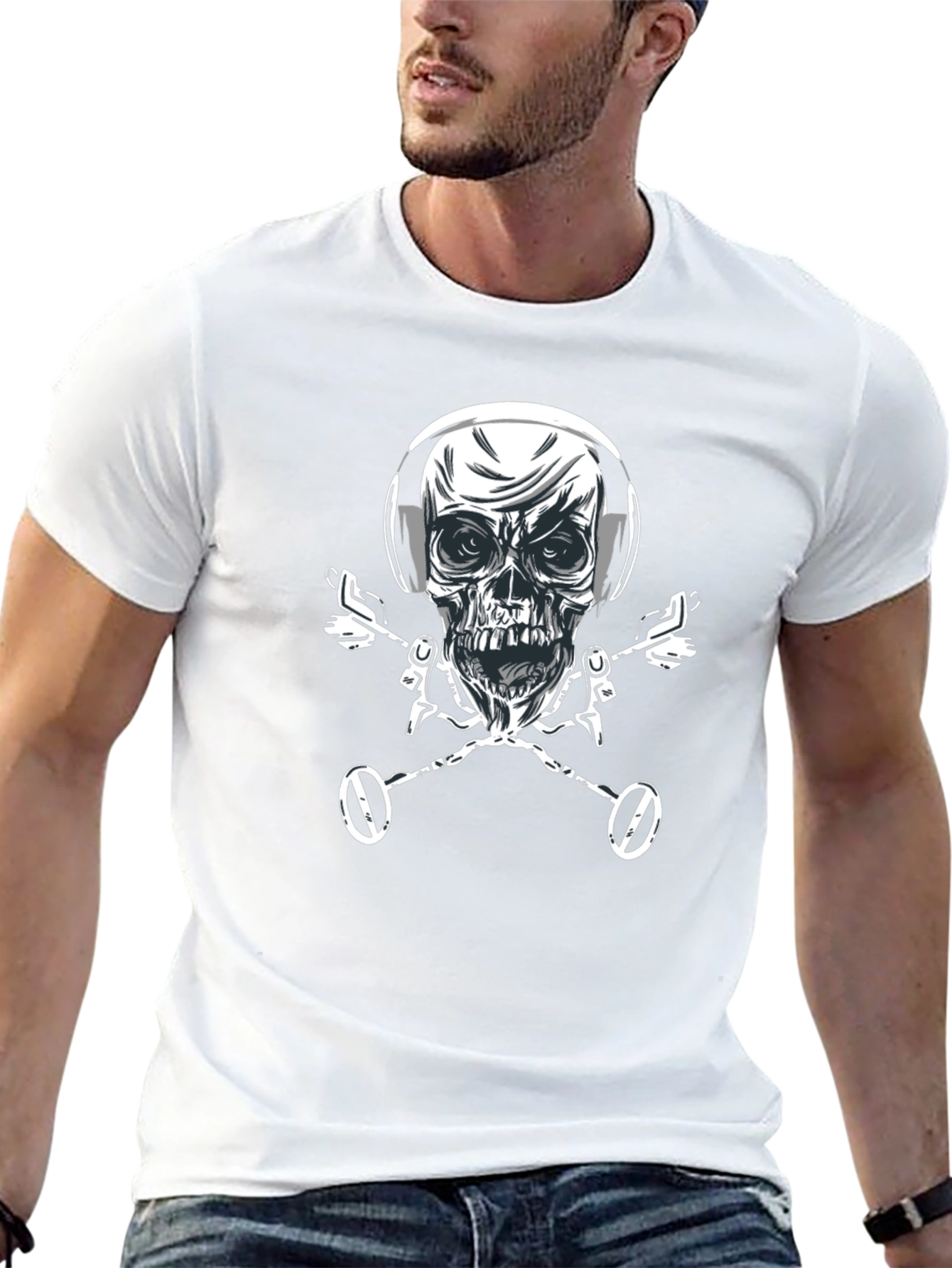Skull & Metal Detector Crossbones T-Shirt