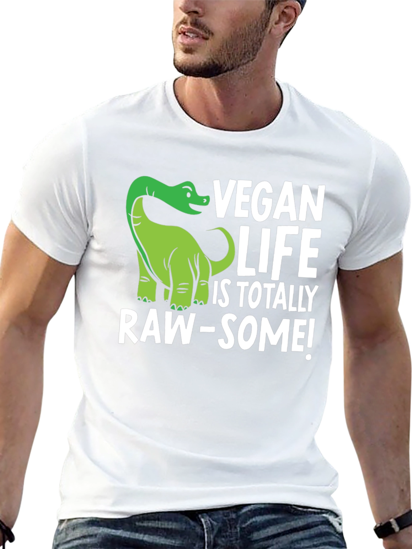 Vegan Life Dinosaur T-Shirt - Raw-Some Tee!