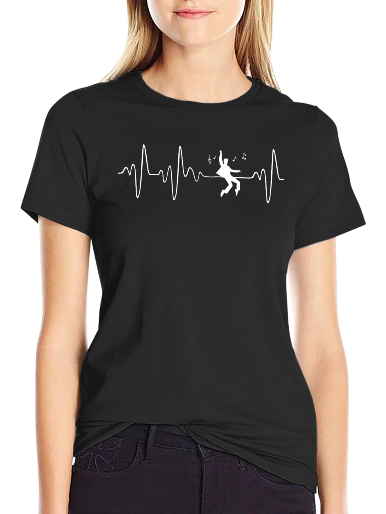Rhythm Heartbeat Dancer Graphic Tee - Black