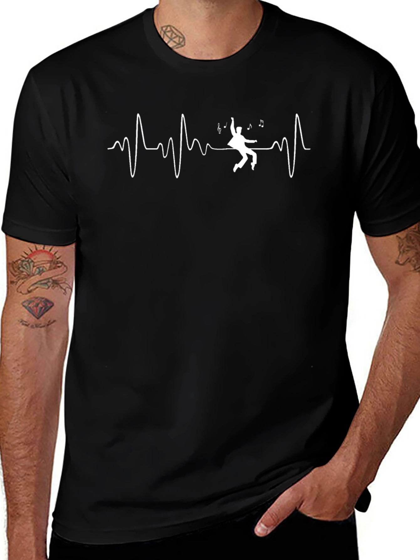 Rhythm Heartbeat Dancer Graphic Tee - Black