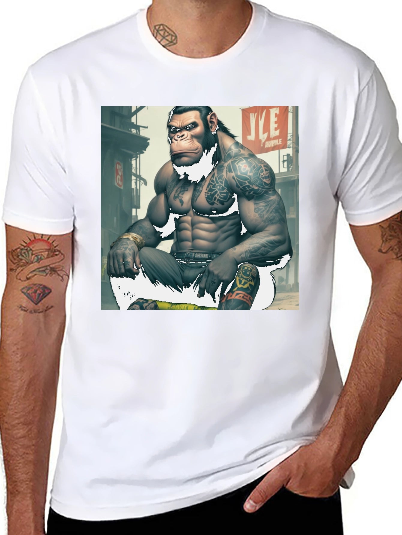 Tattooed Gorilla Graphic Tee - Urban Ape Style