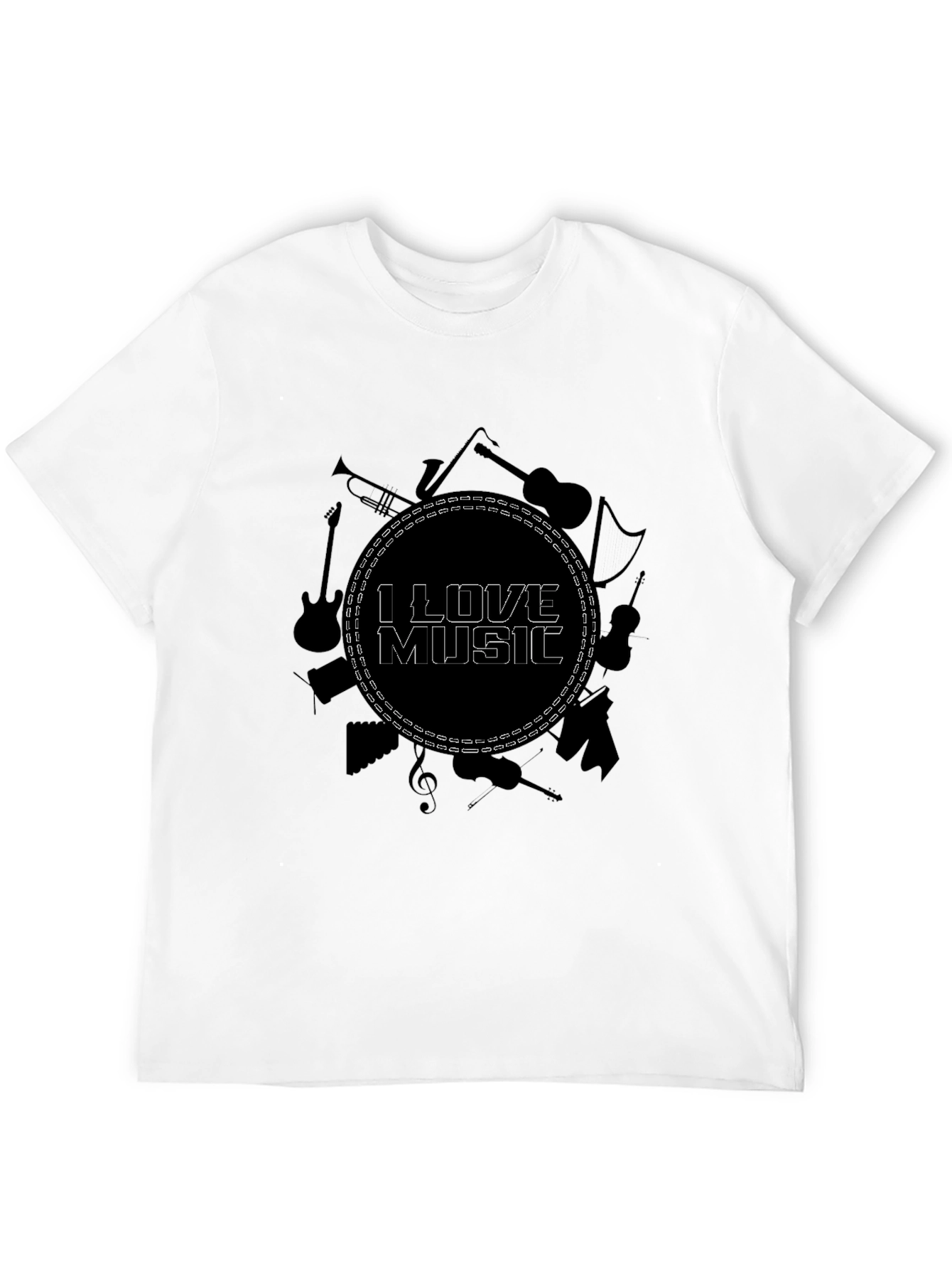 I Love Music Black Graphic Tee