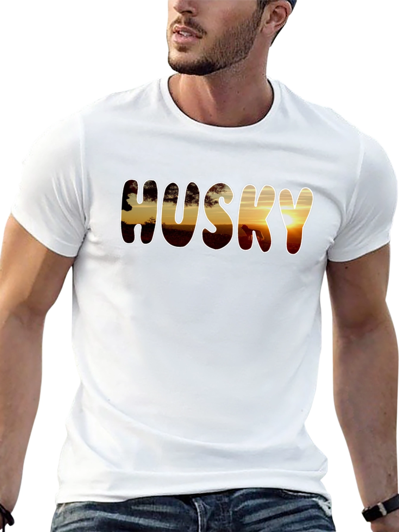 Husky Sunset Graphic T-Shirt