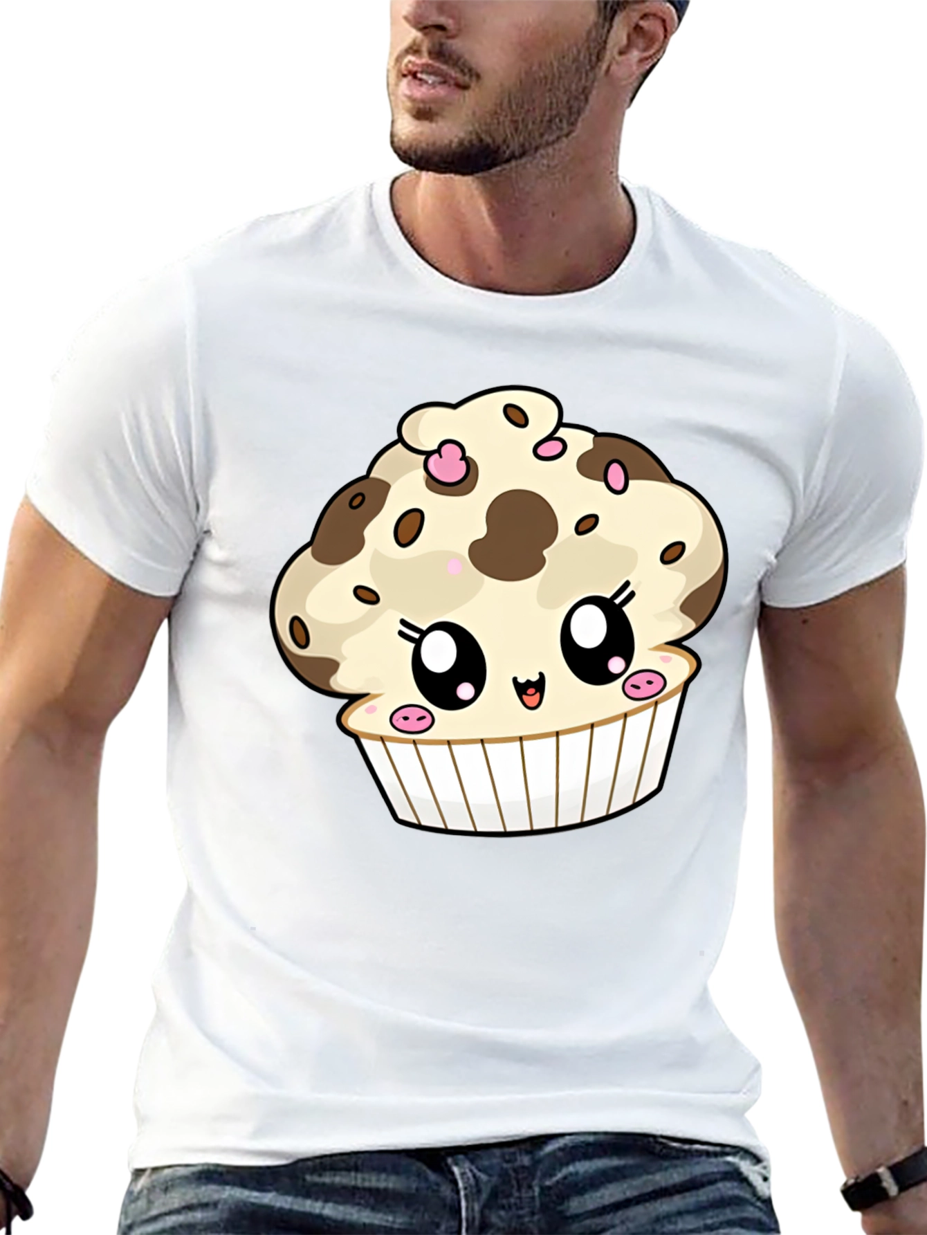 Cute Cupcake Graphic T-Shirt - Black