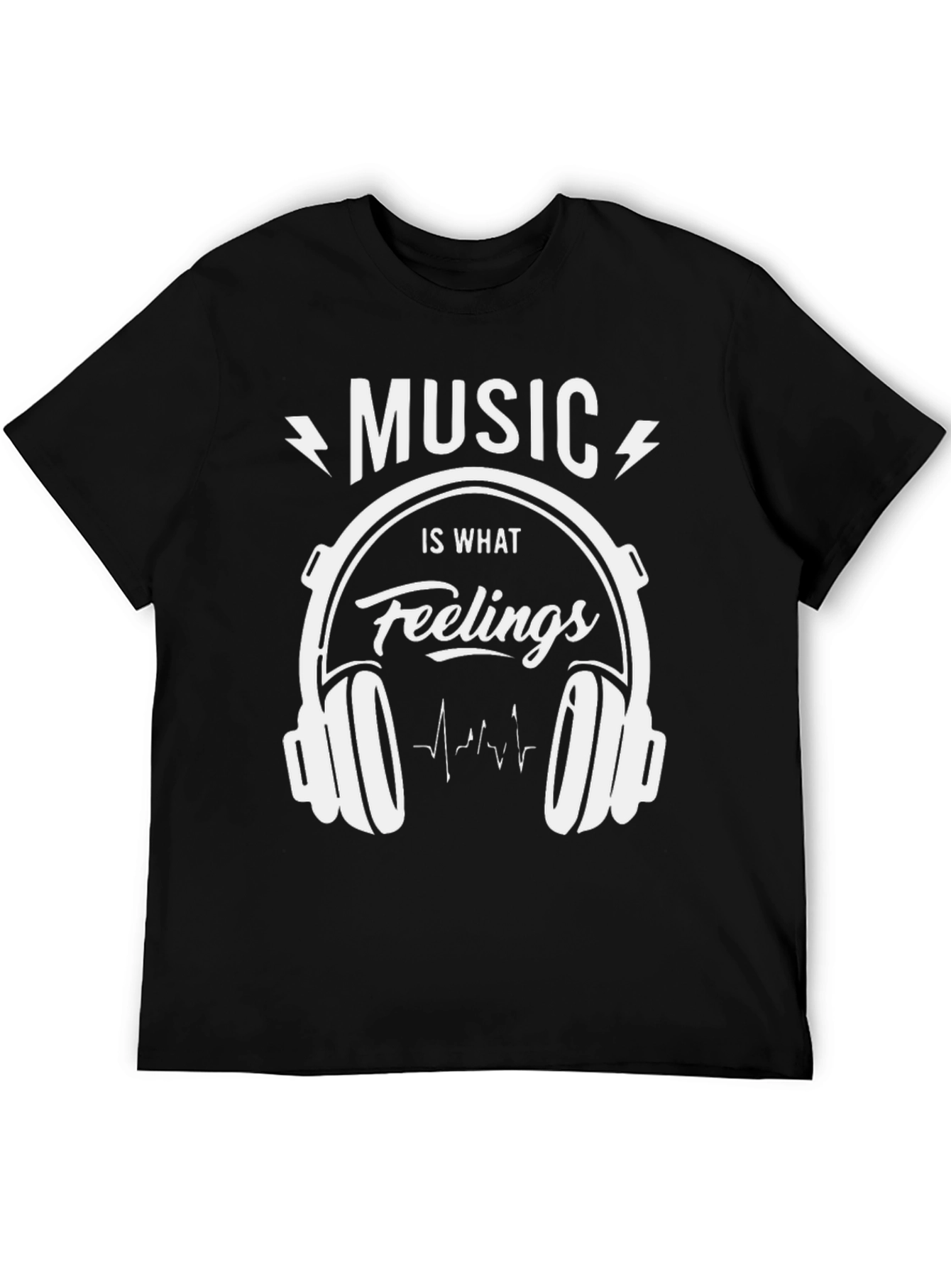 Music is What Feelings Sound Like Black T-Shirt