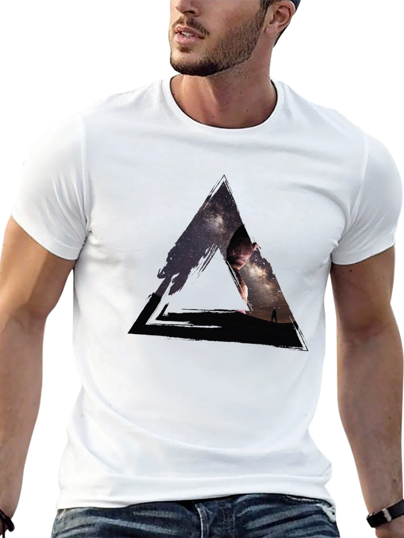 Cosmic Triangle Graphic T-Shirt - Mens Black Tee