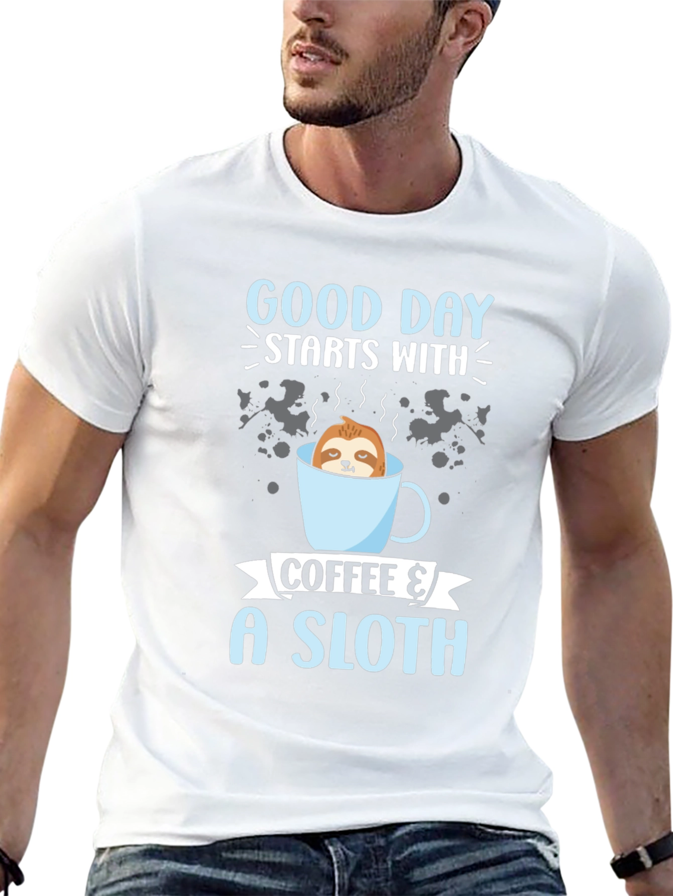 Coffee & Sloth T-Shirt: Good Day Starts Here!