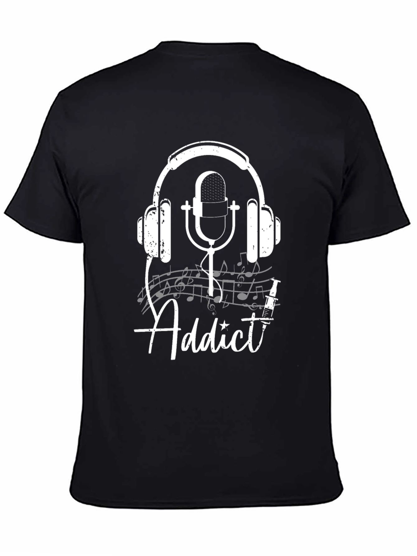 Music Addict T-Shirt - Headphones and Microphone Design