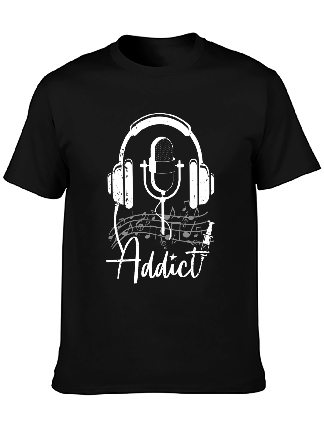 Music Addict T-Shirt - Headphones and Microphone Design