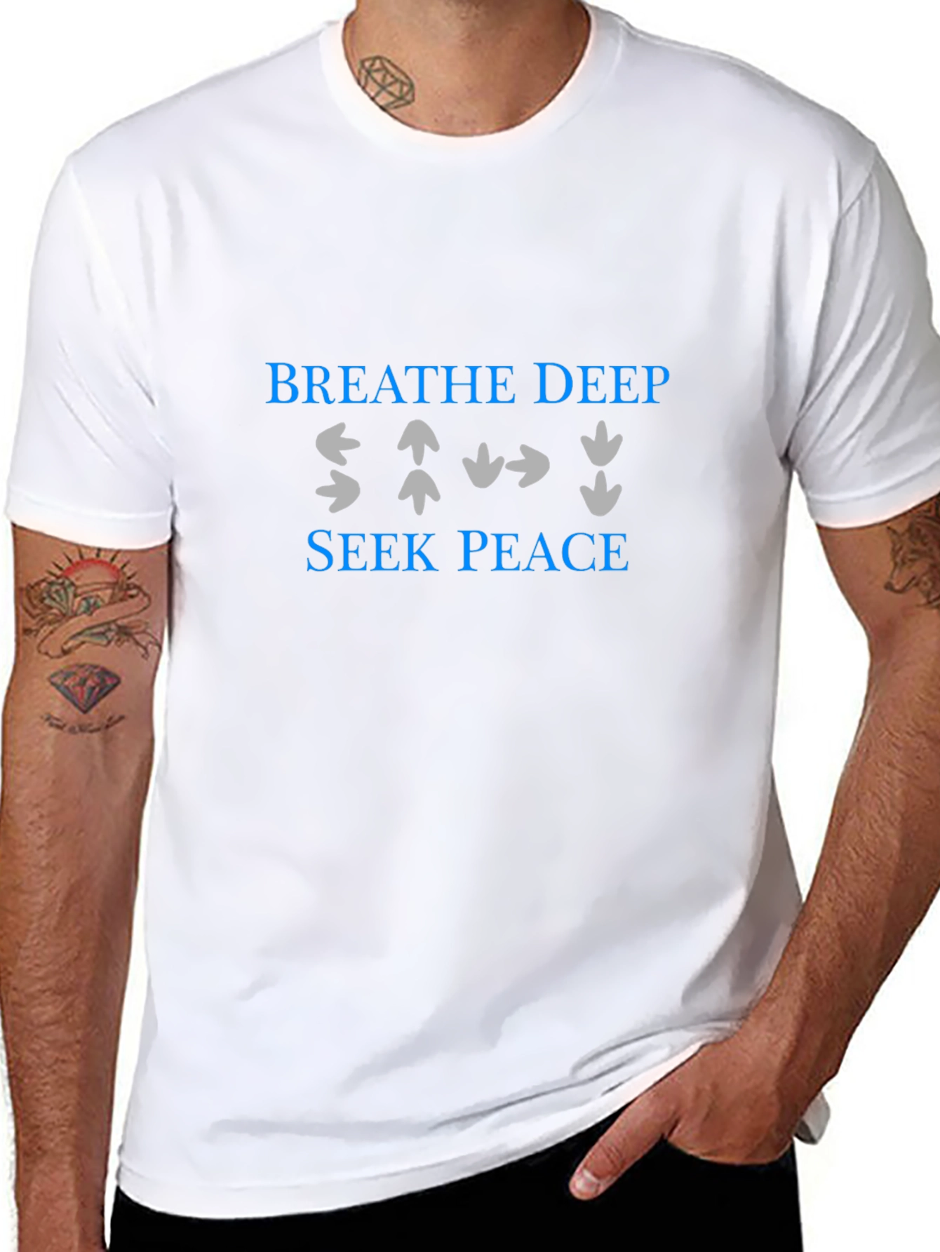 Breathe Deep Seek Peace Mens Black T-Shirt