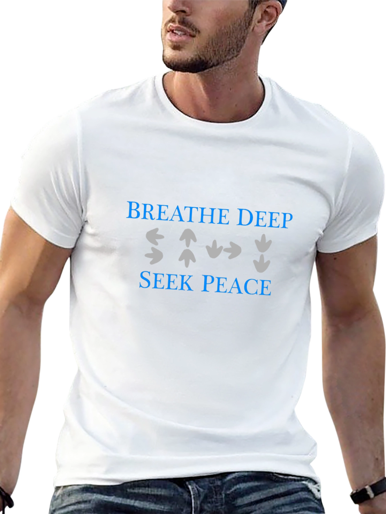 Breathe Deep Seek Peace Mens Black T-Shirt