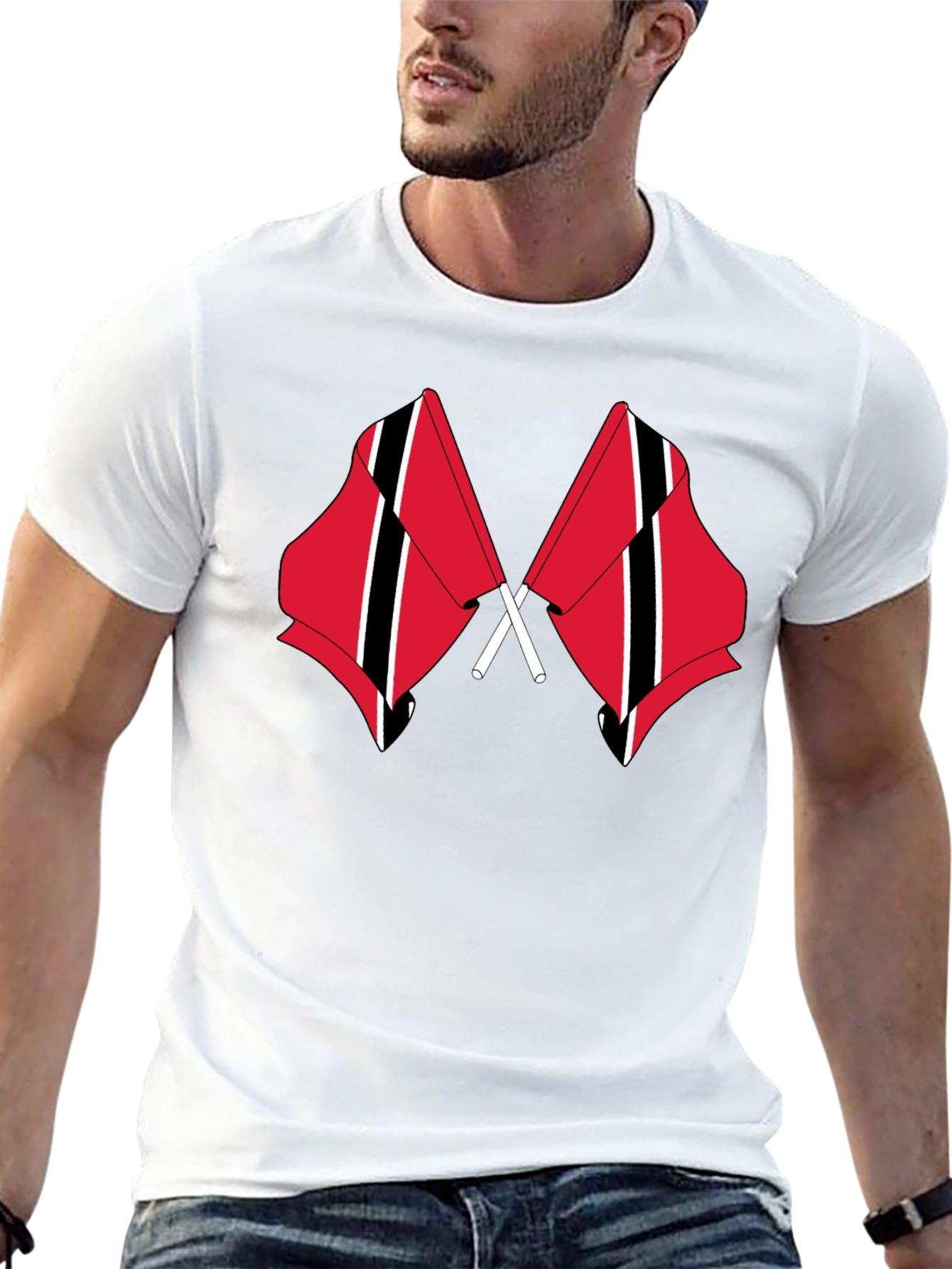 Trinidad & Tobago Flag T-Shirt - Mens Black Tee
