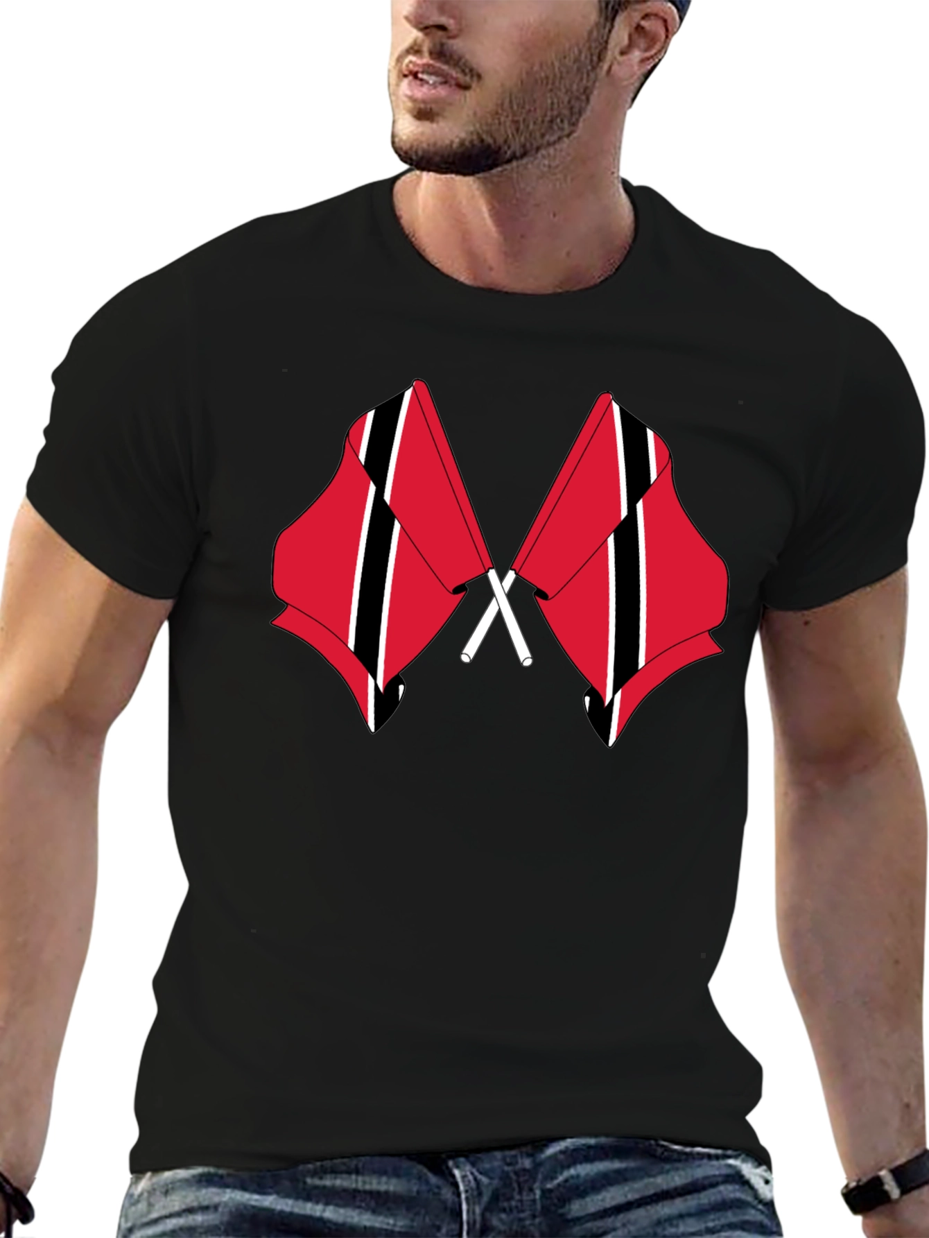Trinidad & Tobago Flag T-Shirt - Mens Black Tee