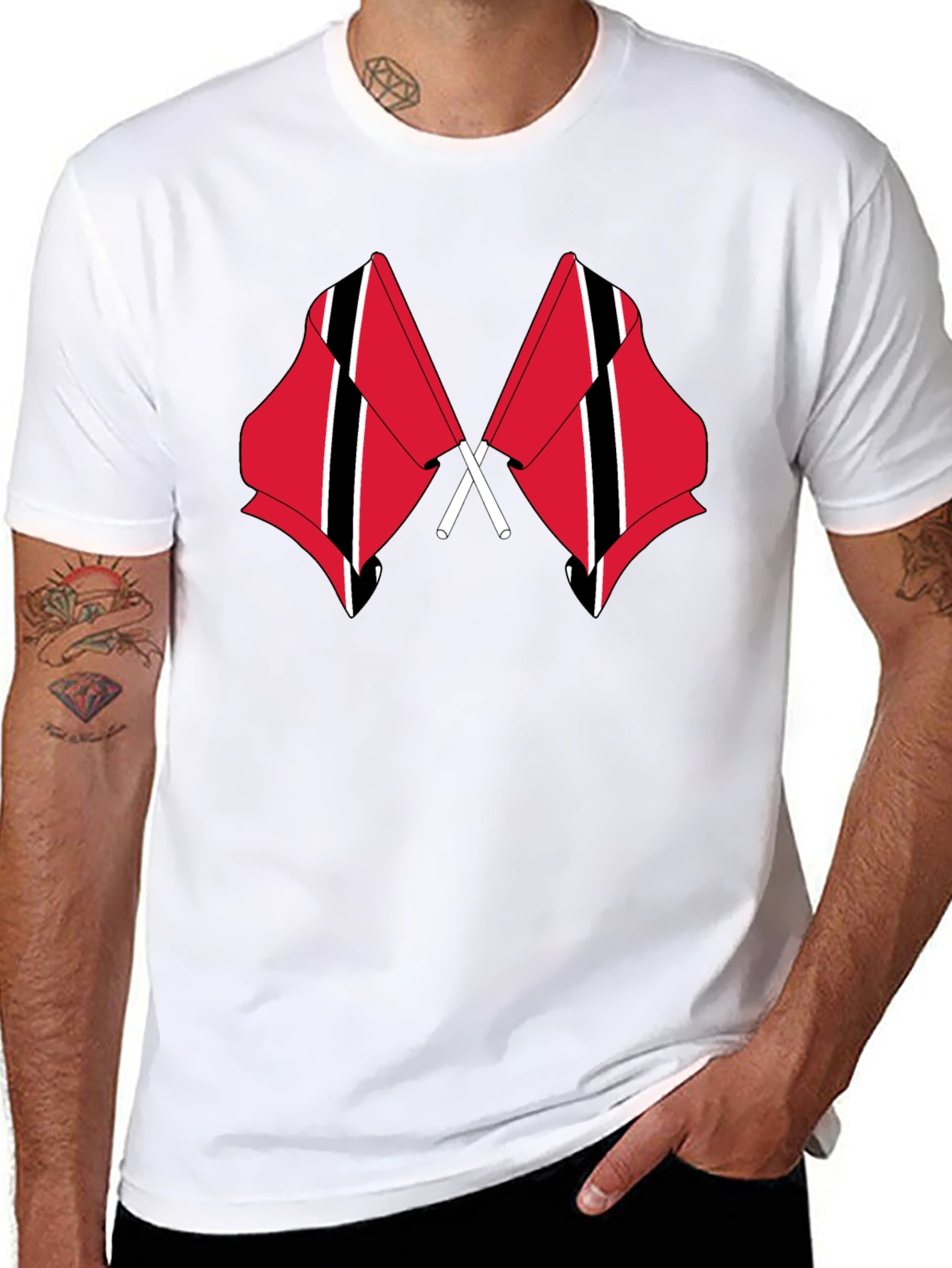 Trinidad & Tobago Flag T-Shirt - Mens Black Tee