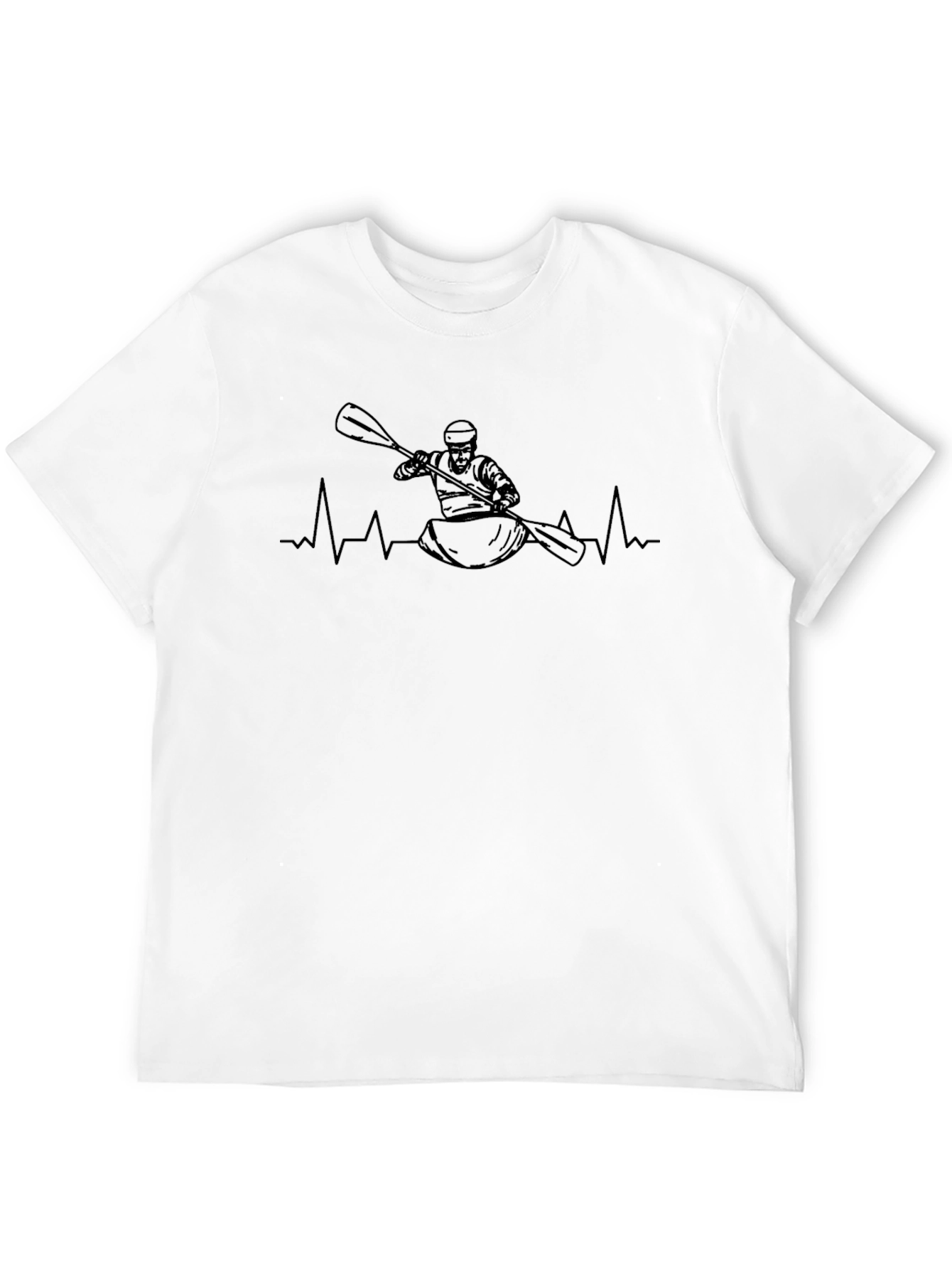 Kayaker Heartbeat Graphic Tee - Black Cotton T-Shirt