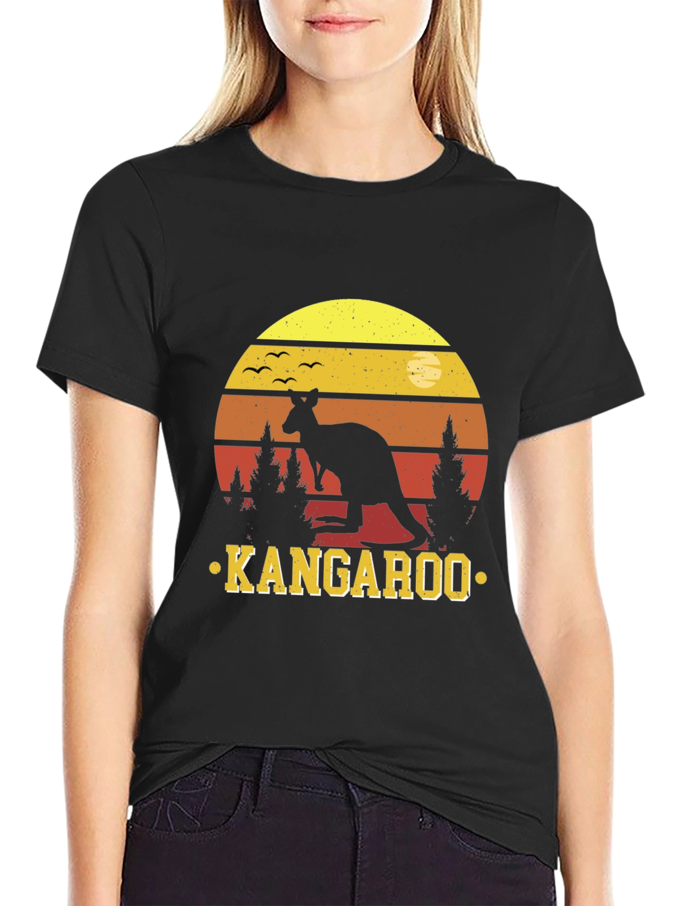Kangaroo Sunset T-Shirt - Australian Wildlife Design