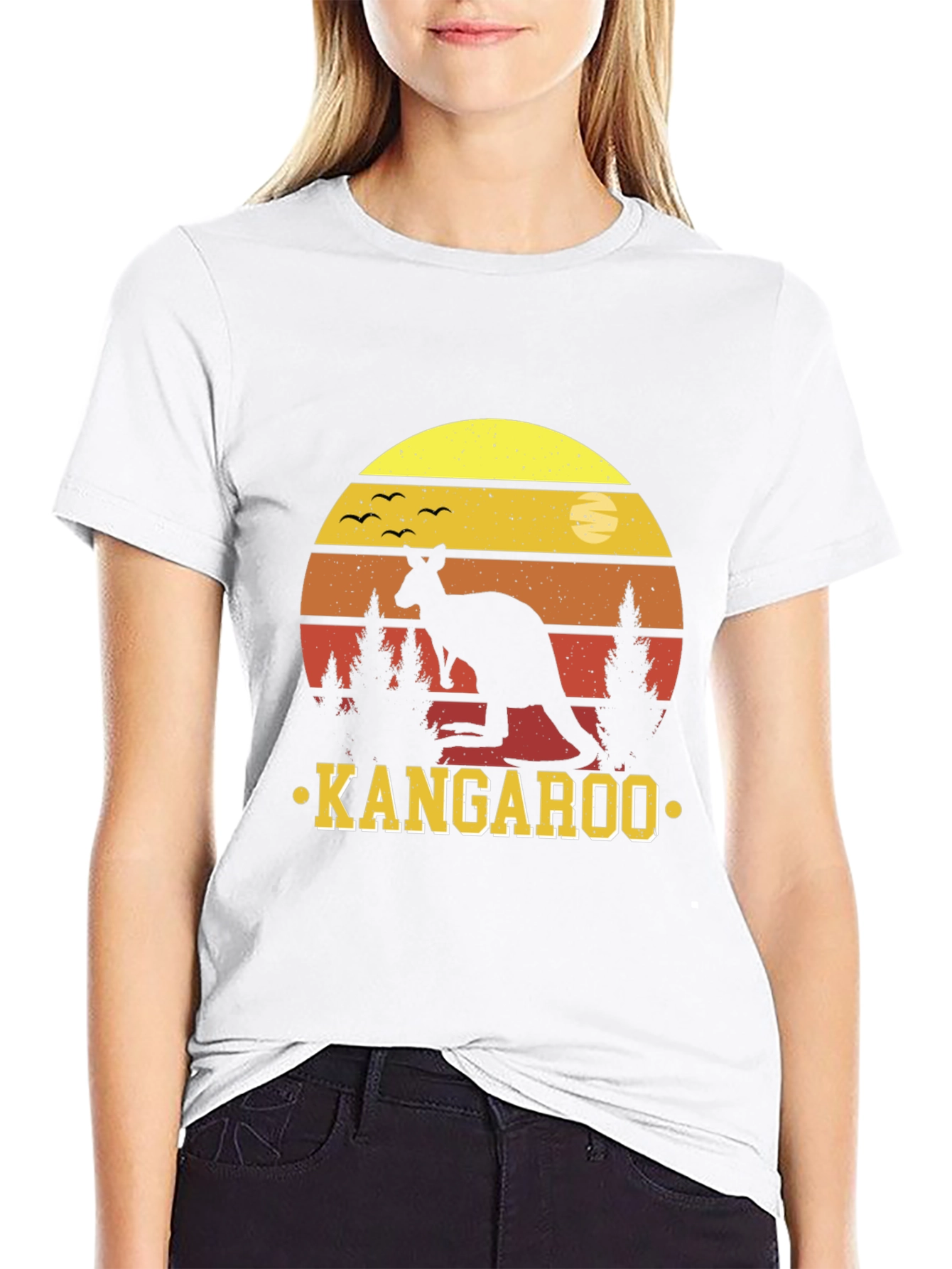 Kangaroo Sunset T-Shirt - Australian Wildlife Design