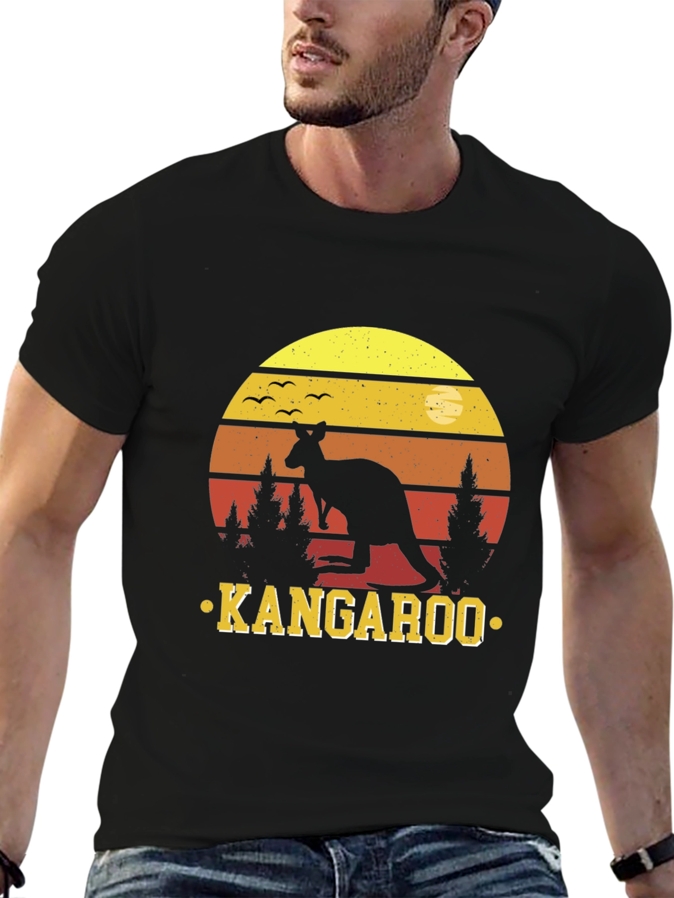 Kangaroo Sunset T-Shirt - Australian Wildlife Design