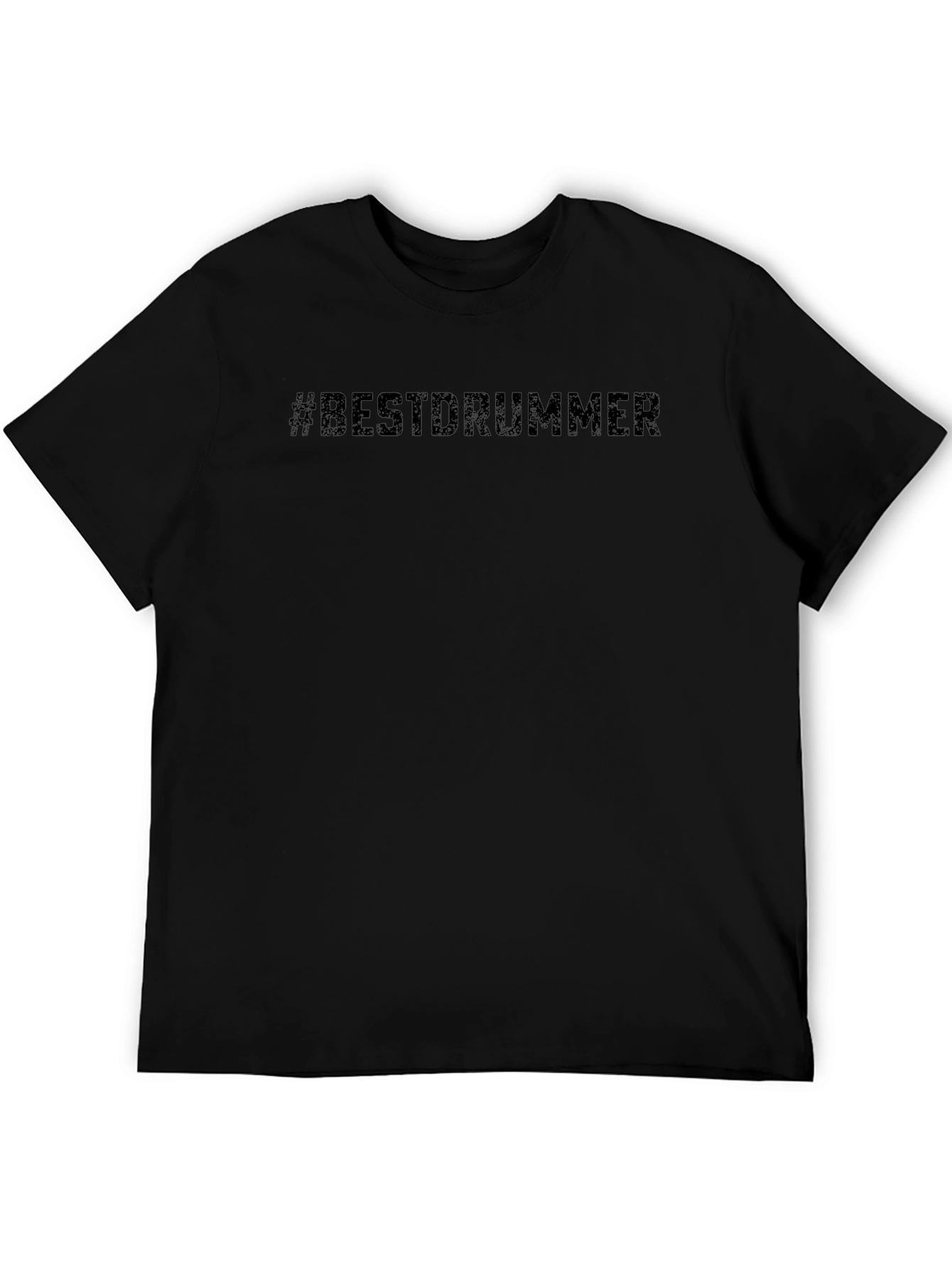 #BestDrummer Black Cotton Crew Neck T-Shirt