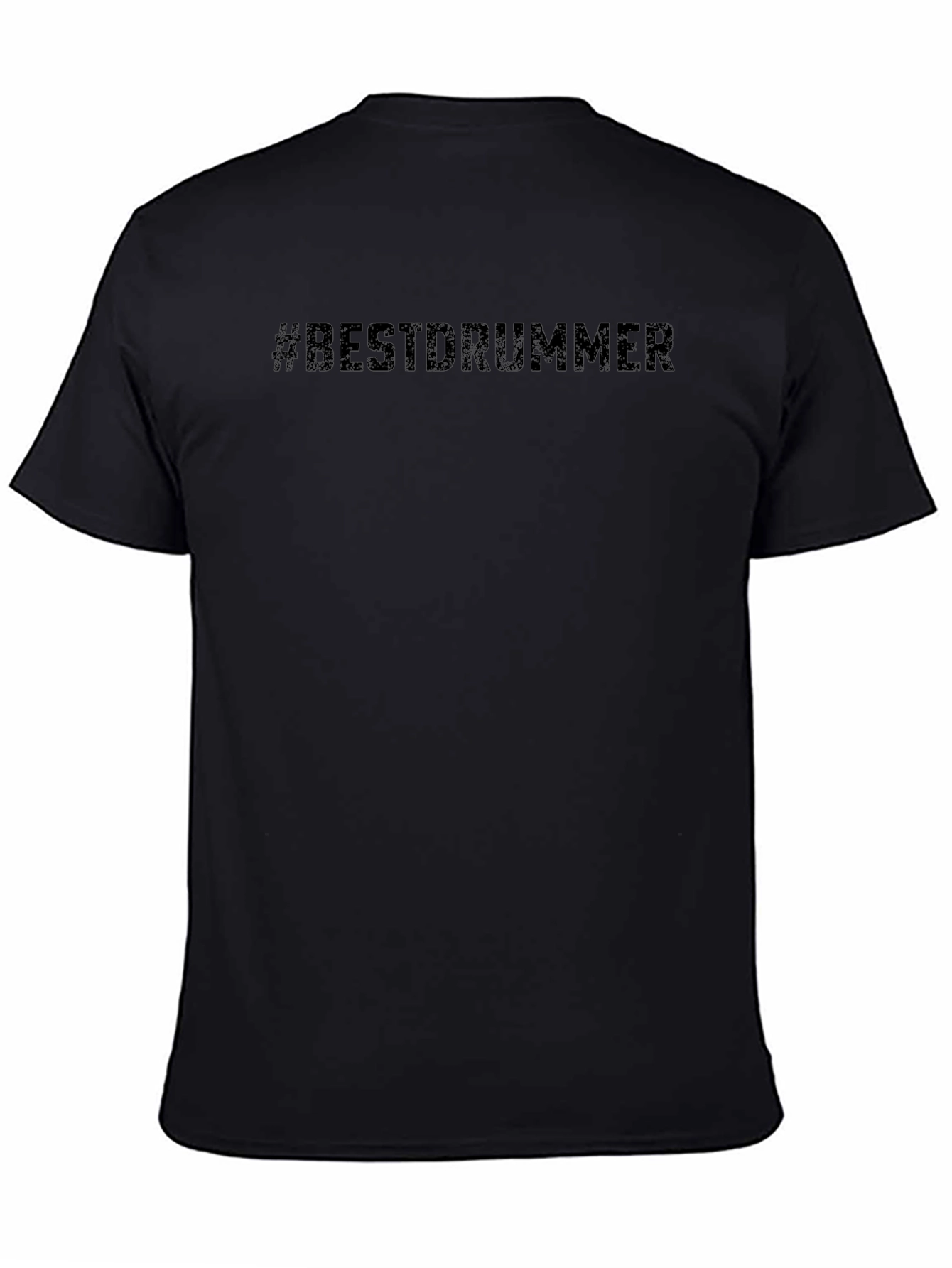 #BestDrummer Black Cotton Crew Neck T-Shirt