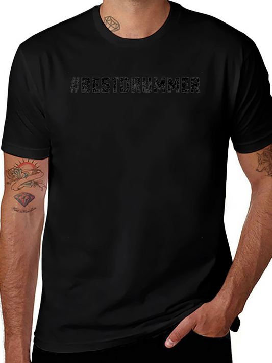 #BestDrummer Black Cotton Crew Neck T-Shirt