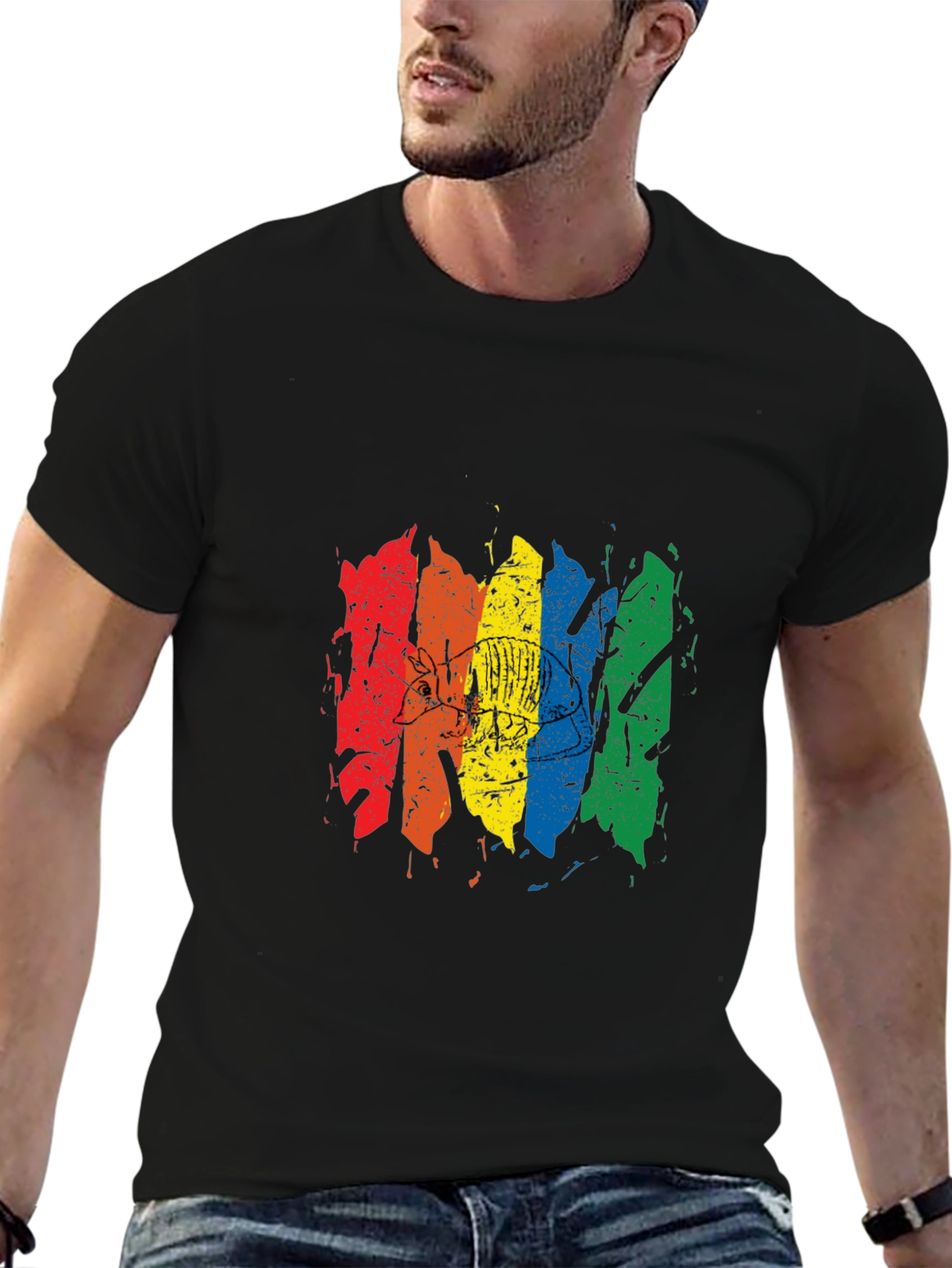 Rainbow Disc Golf Graphic Tee - Black