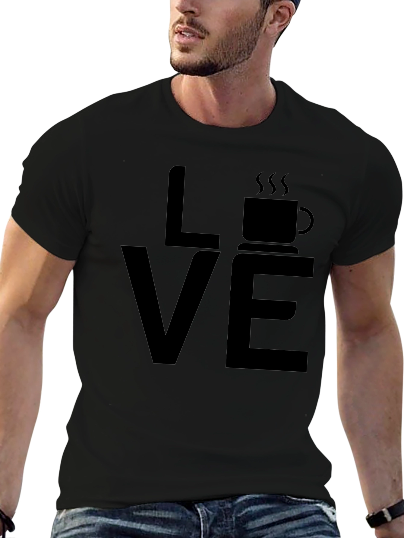 Love Coffee Black Graphic T-Shirt - Casual Wear