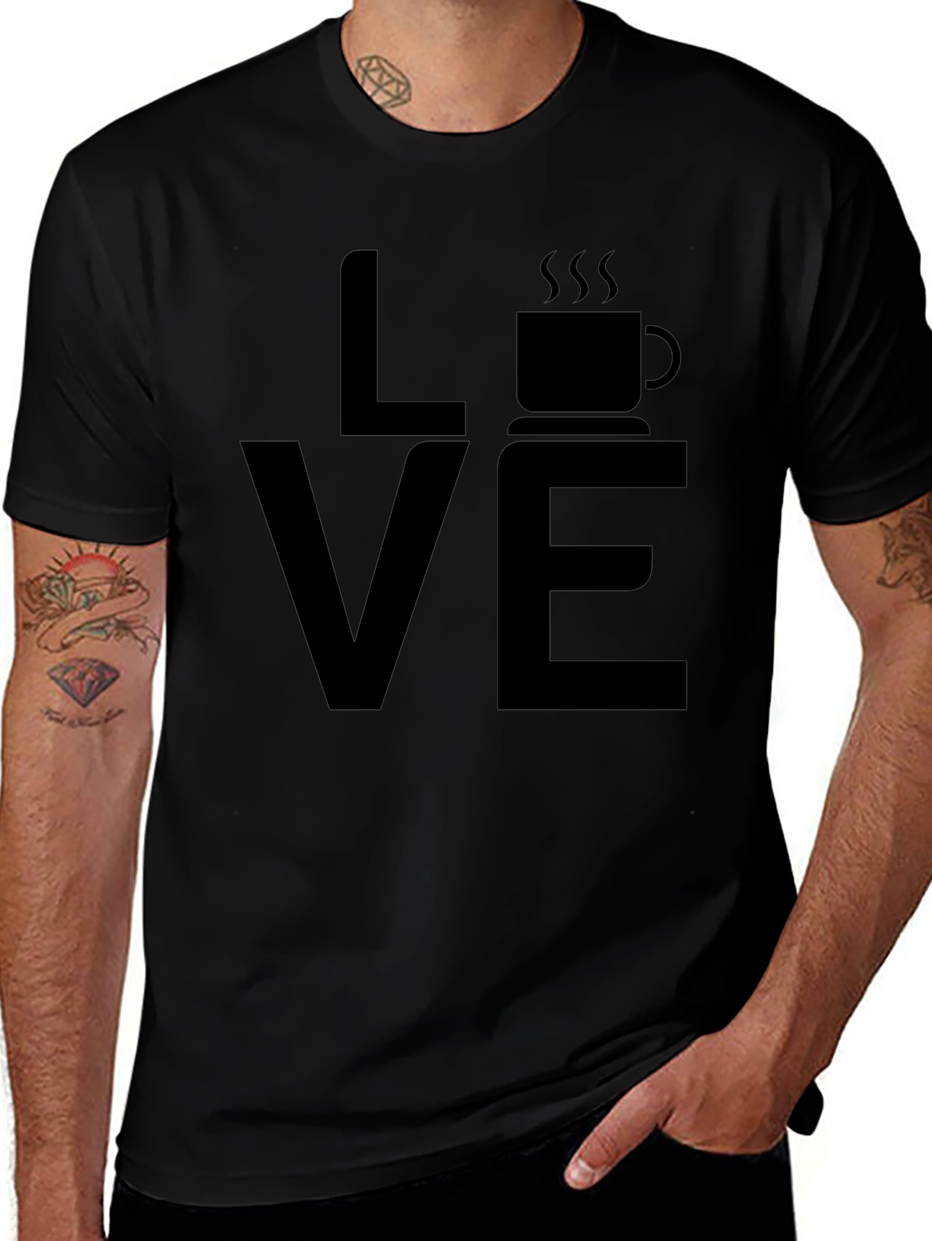 Love Coffee Black Graphic T-Shirt - Casual Wear