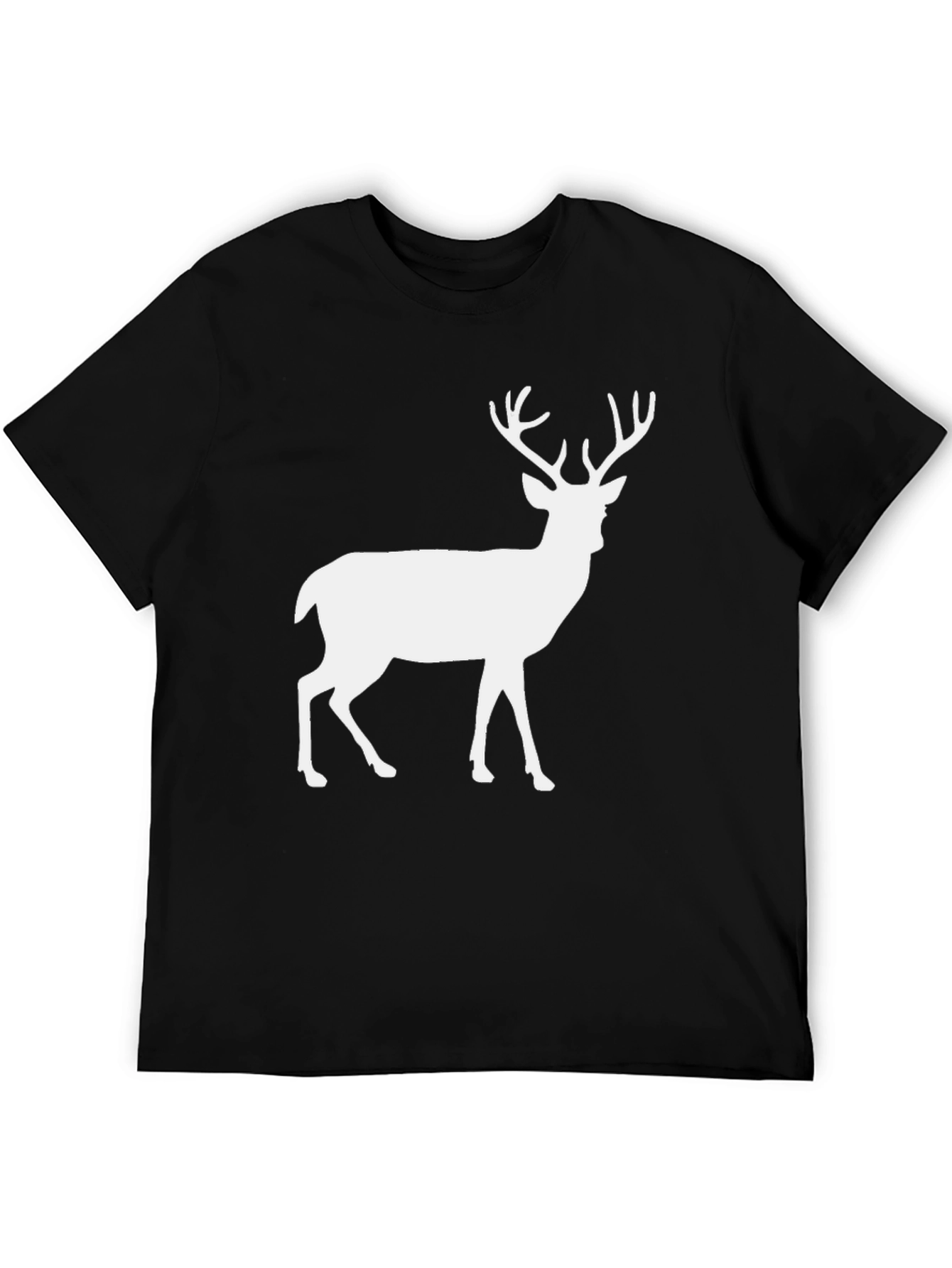 Deer Silhouette Graphic Tee - Black Cotton Blend