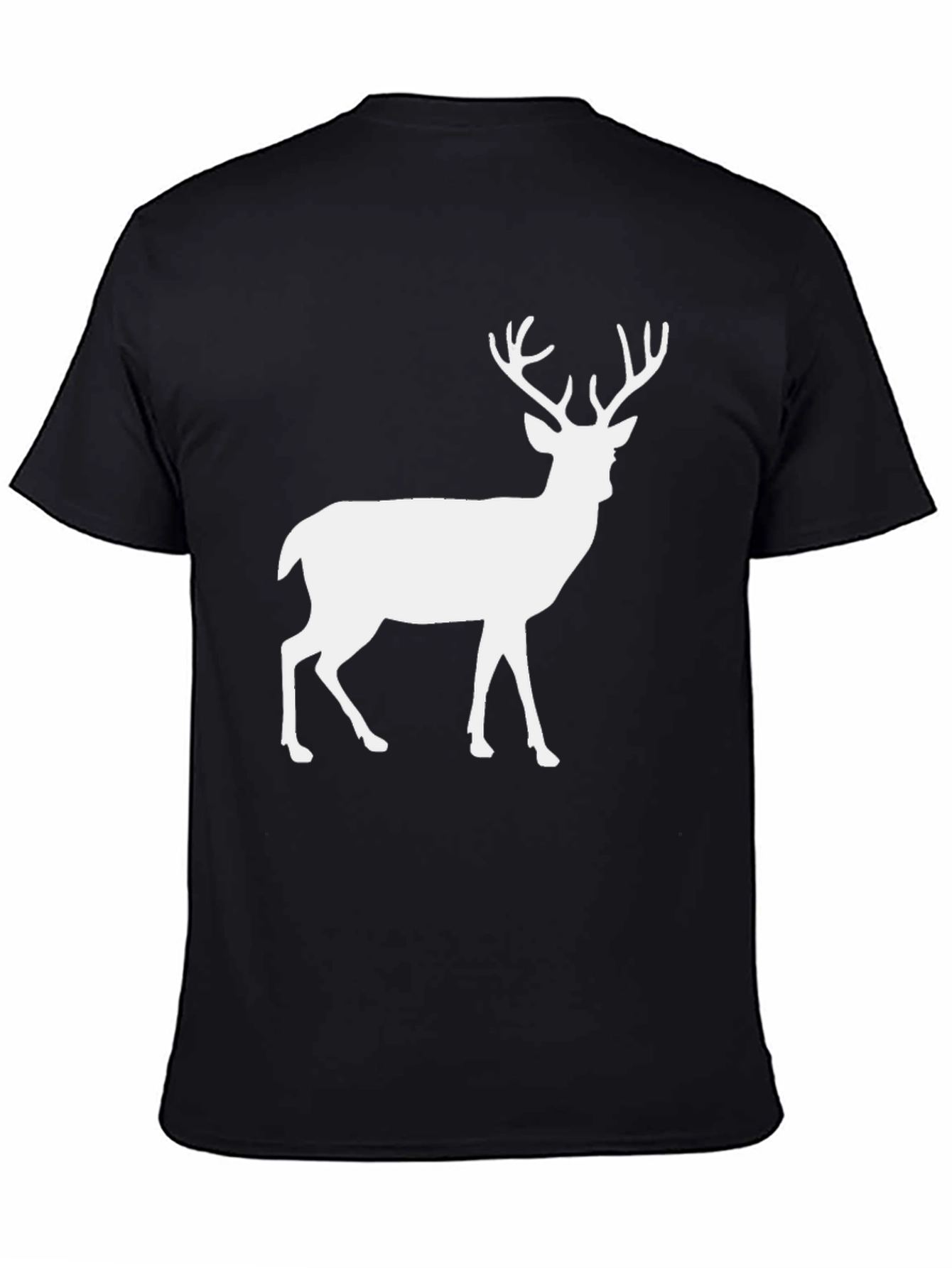 Deer Silhouette Graphic Tee - Black Cotton Blend