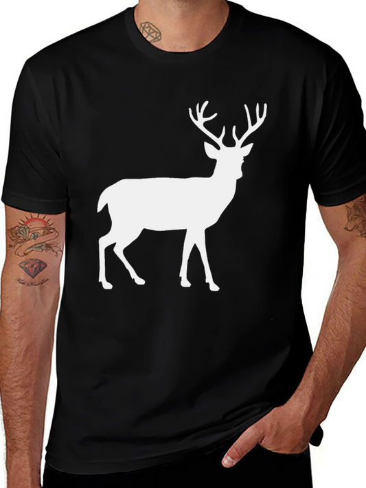 Deer Silhouette Graphic Tee - Black Cotton Blend