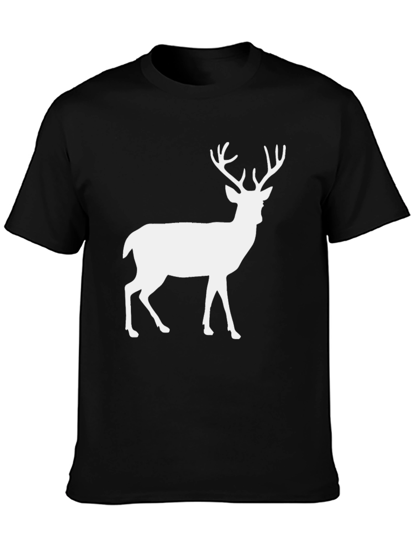 Deer Silhouette Graphic Tee - Black Cotton Blend