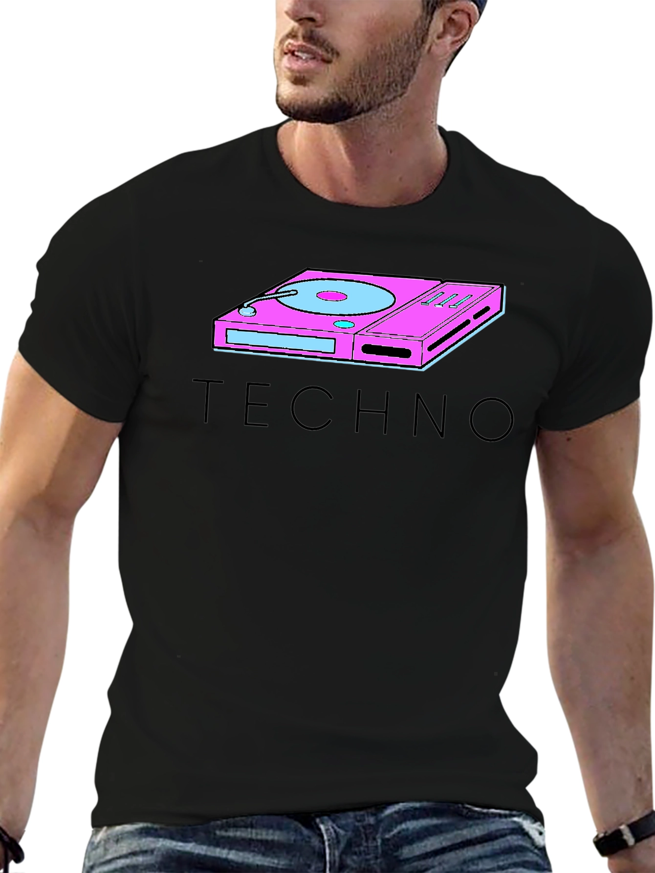 Retro Techno Turntable Graphic T-Shirt