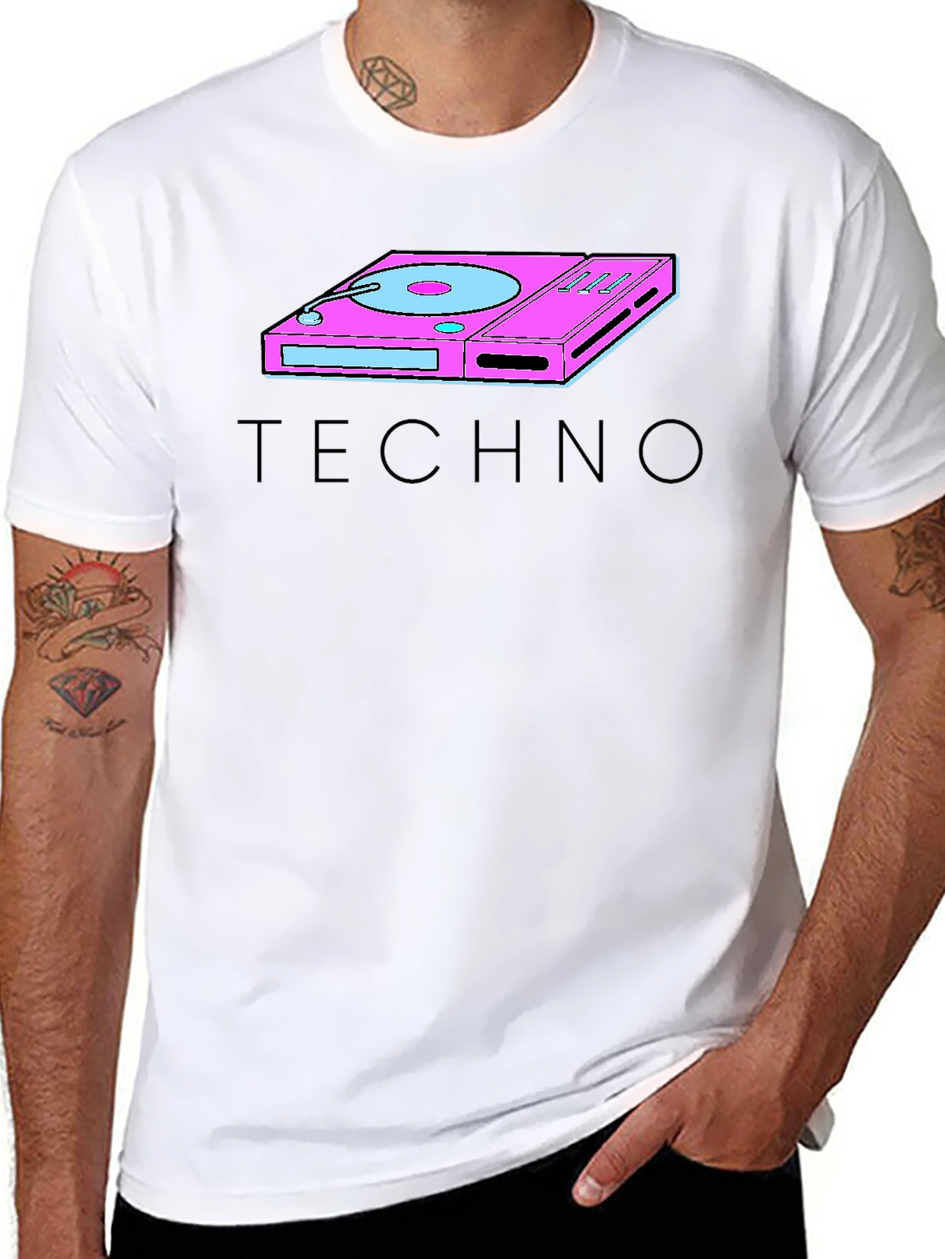 Retro Techno Turntable Graphic T-Shirt