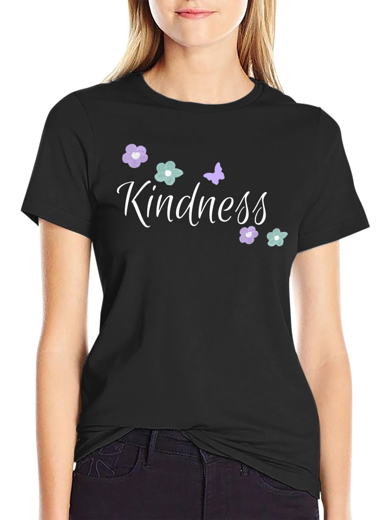 Kindness Graphic Tee - Floral Butterfly Design