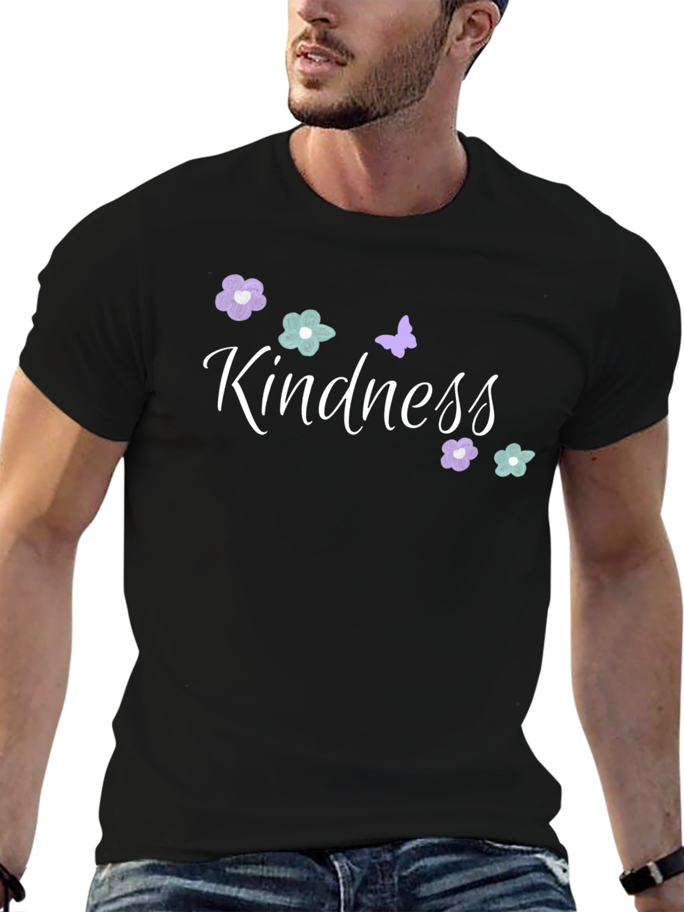 Kindness Graphic Tee - Floral Butterfly Design