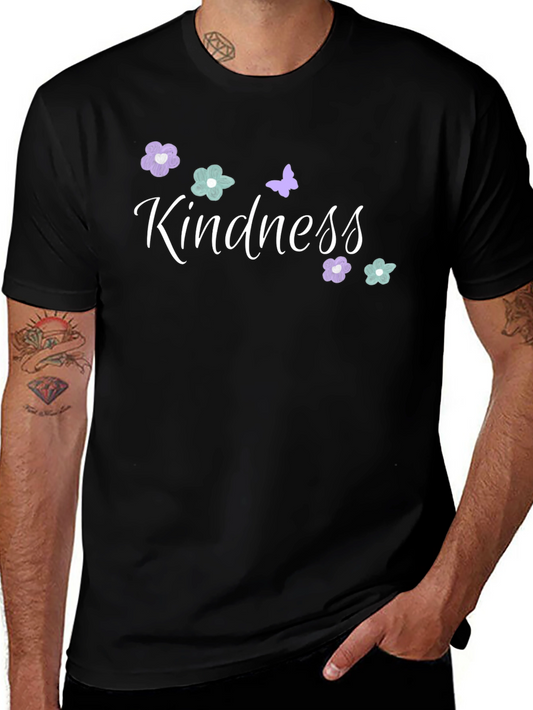 Kindness Graphic Tee - Floral Butterfly Design