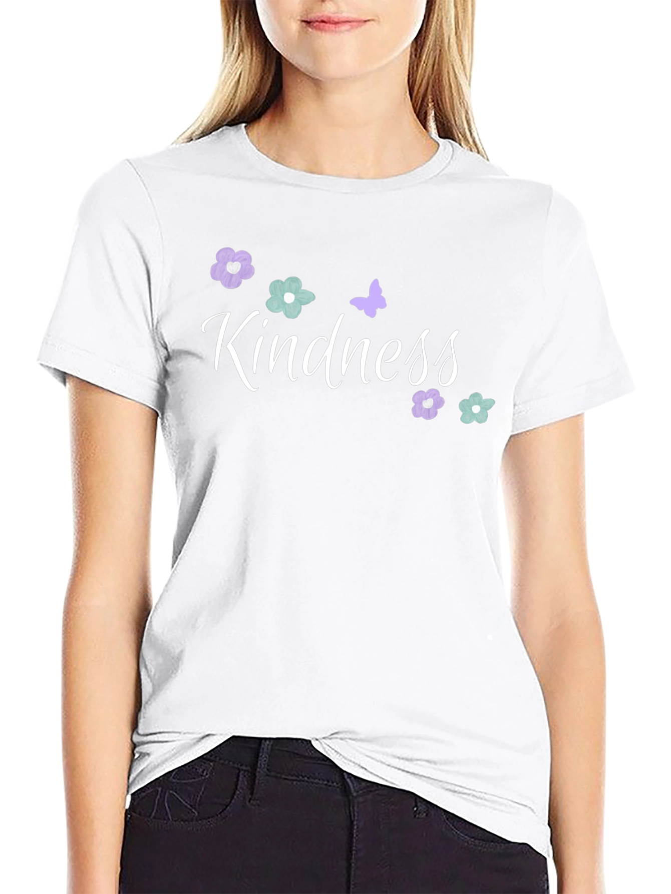 Kindness Graphic Tee - Floral Butterfly Design