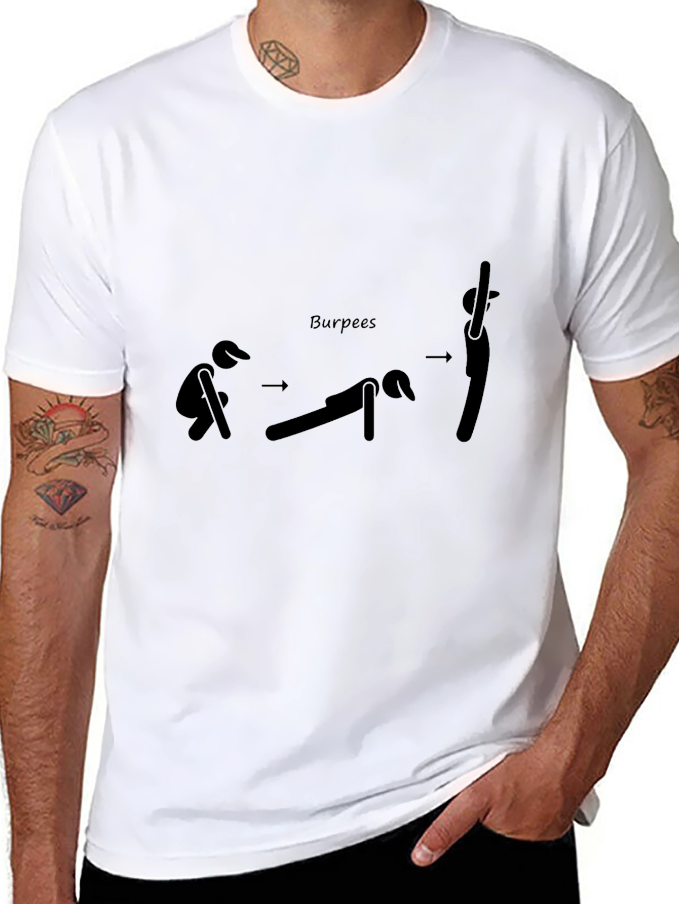 Burpees Workout Graphic T-Shirt - Black