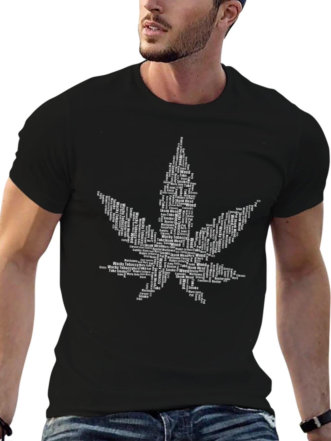Cannabis Leaf Word Art T-Shirt