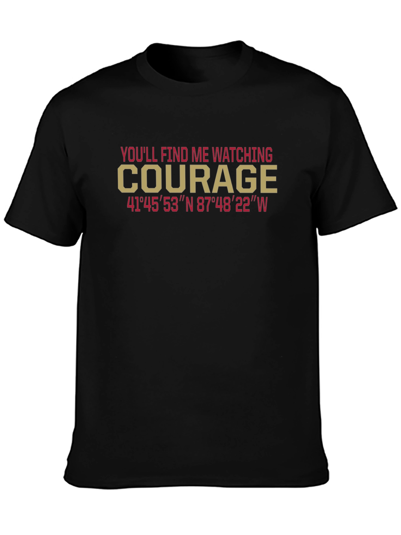 Courage Watching T-Shirt with Coordinates - Black