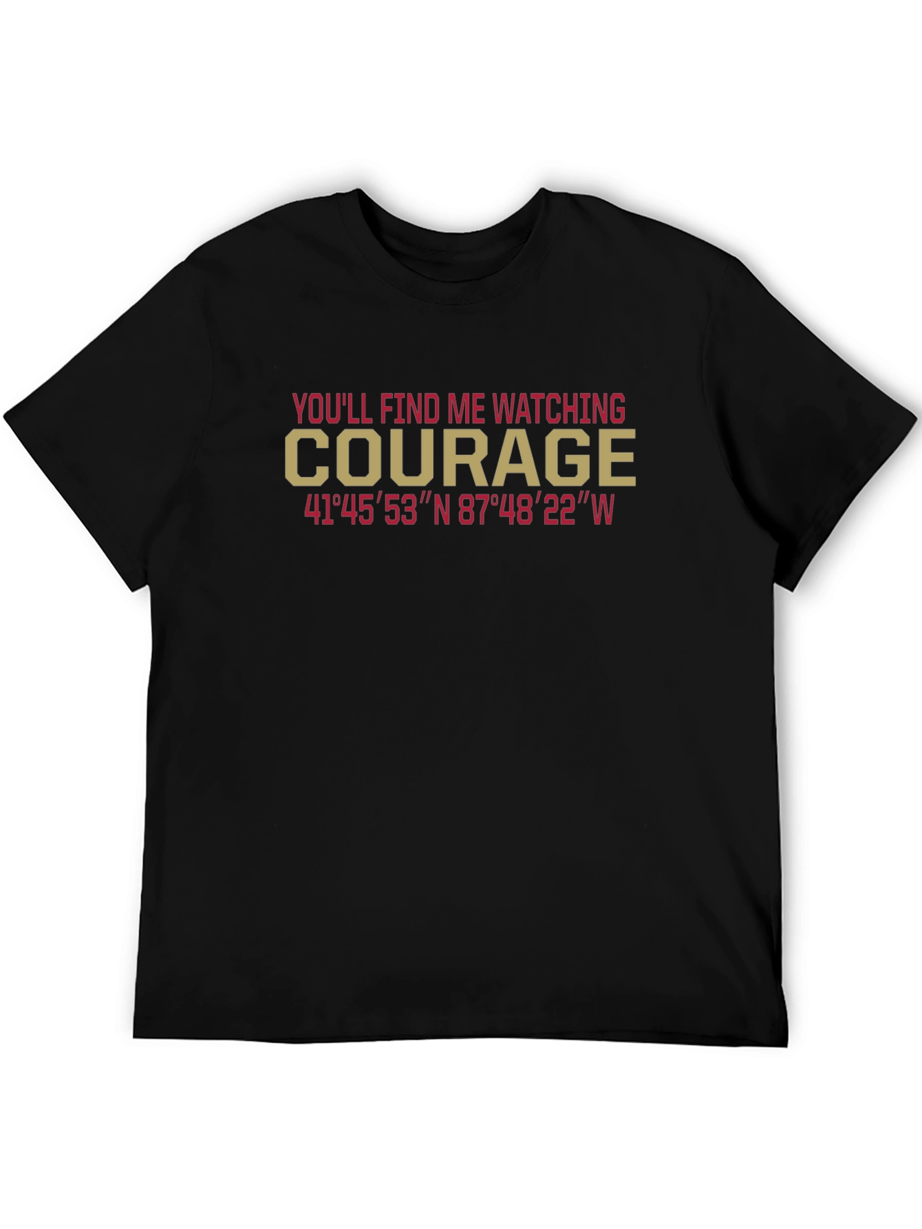 Courage Watching T-Shirt with Coordinates - Black
