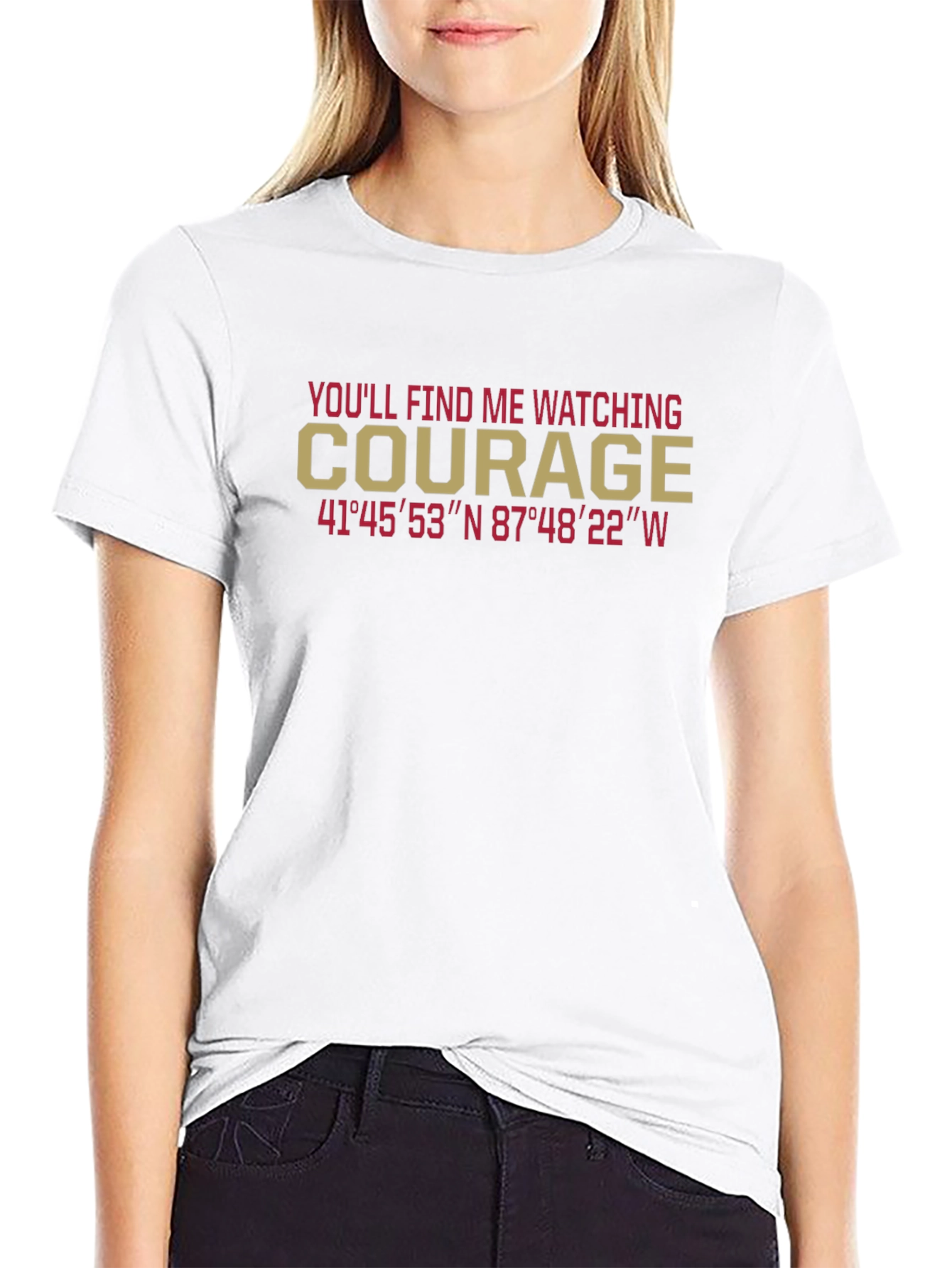 Courage Watching T-Shirt with Coordinates - Black